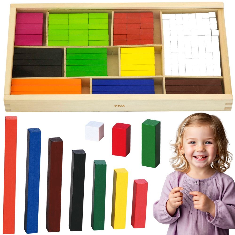 Дървени образователни пръчици Viga Математически кубчета Cuisenaire