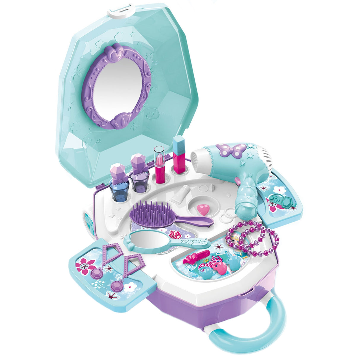 Woopie kaptafel voor meisjes 2 in 1 schoonheidssalon in een koffer