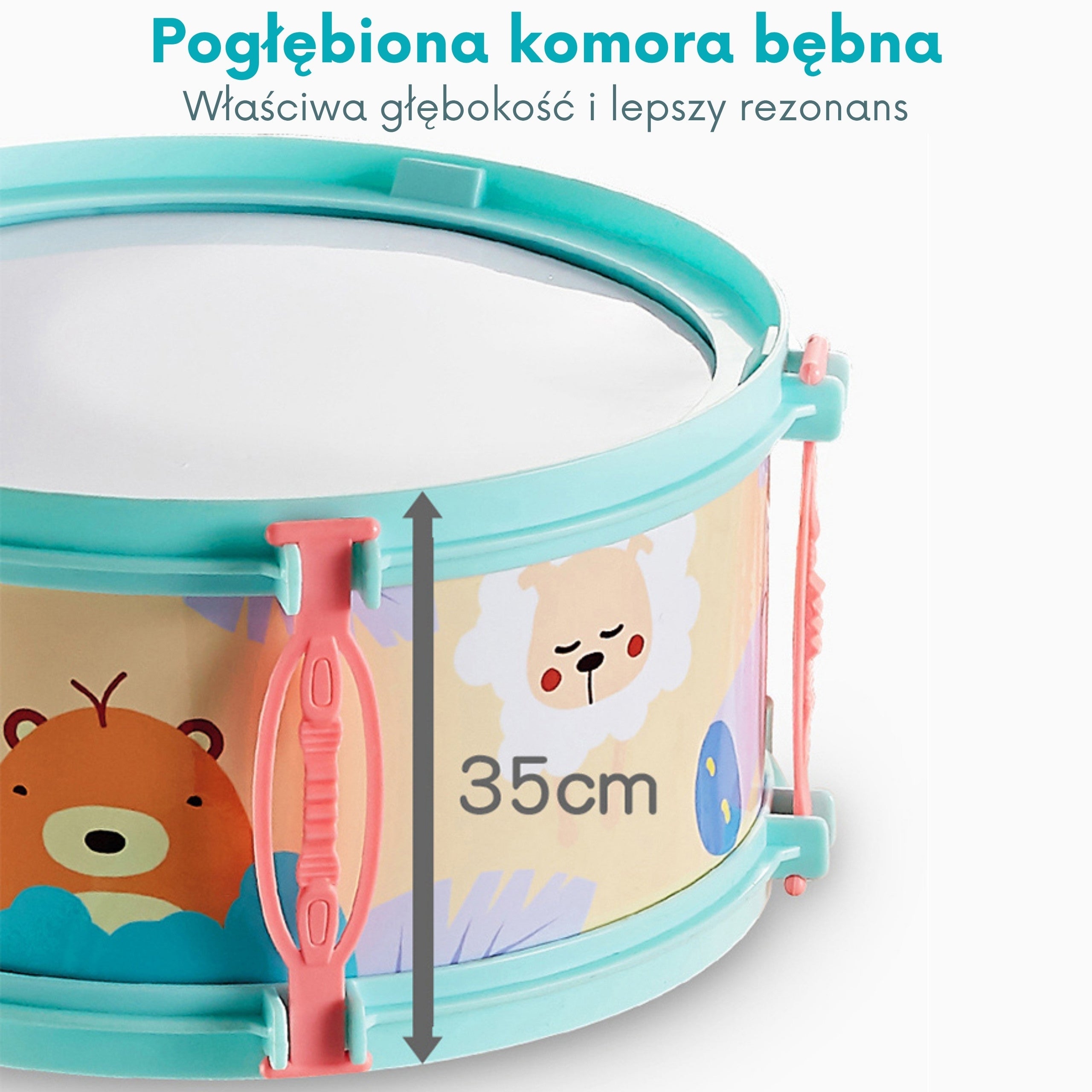 Woopie Percussion Éducative Pour Enfants 5 Tambours 1 Cymbale + Tabouret Thème Animal