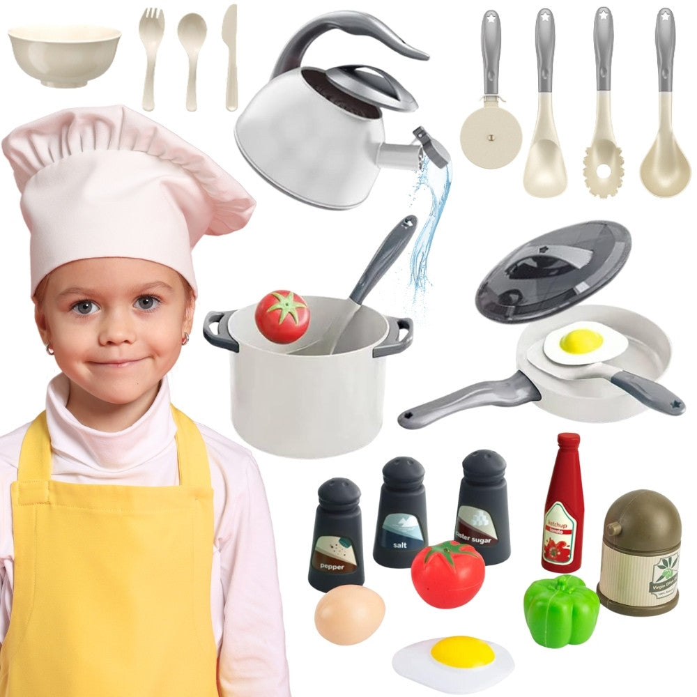 Conjunto Woopie Little Chef Panelas Frigideira Chaleira Branca 32 Unid.