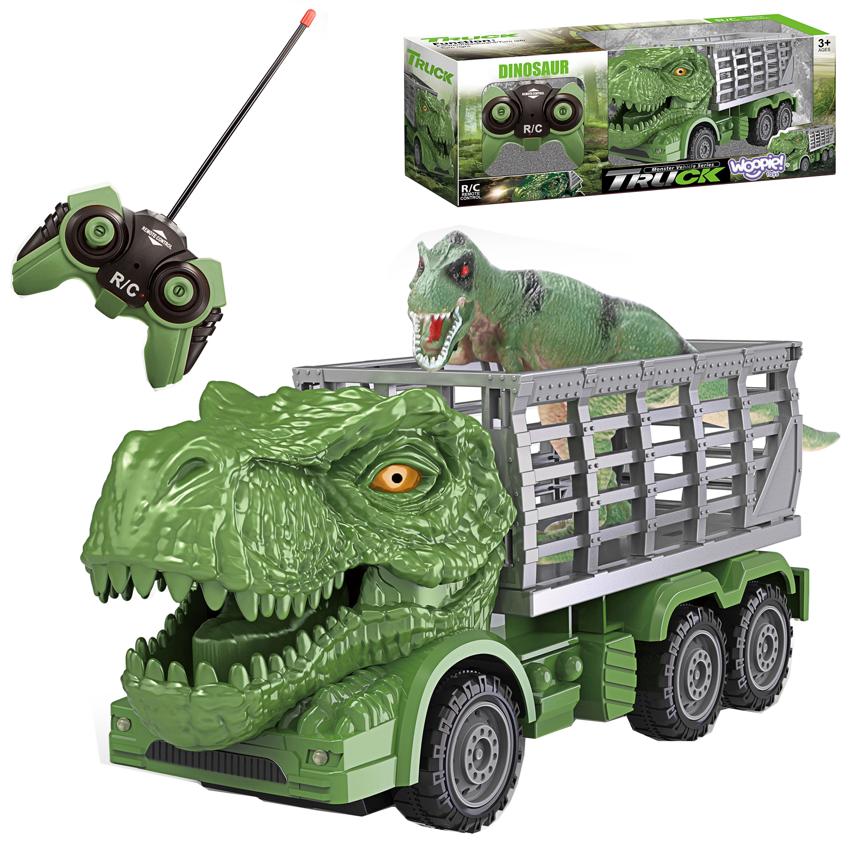 Woopie Voiture Rc Télécommandée Dinosaure Vert + Figurine