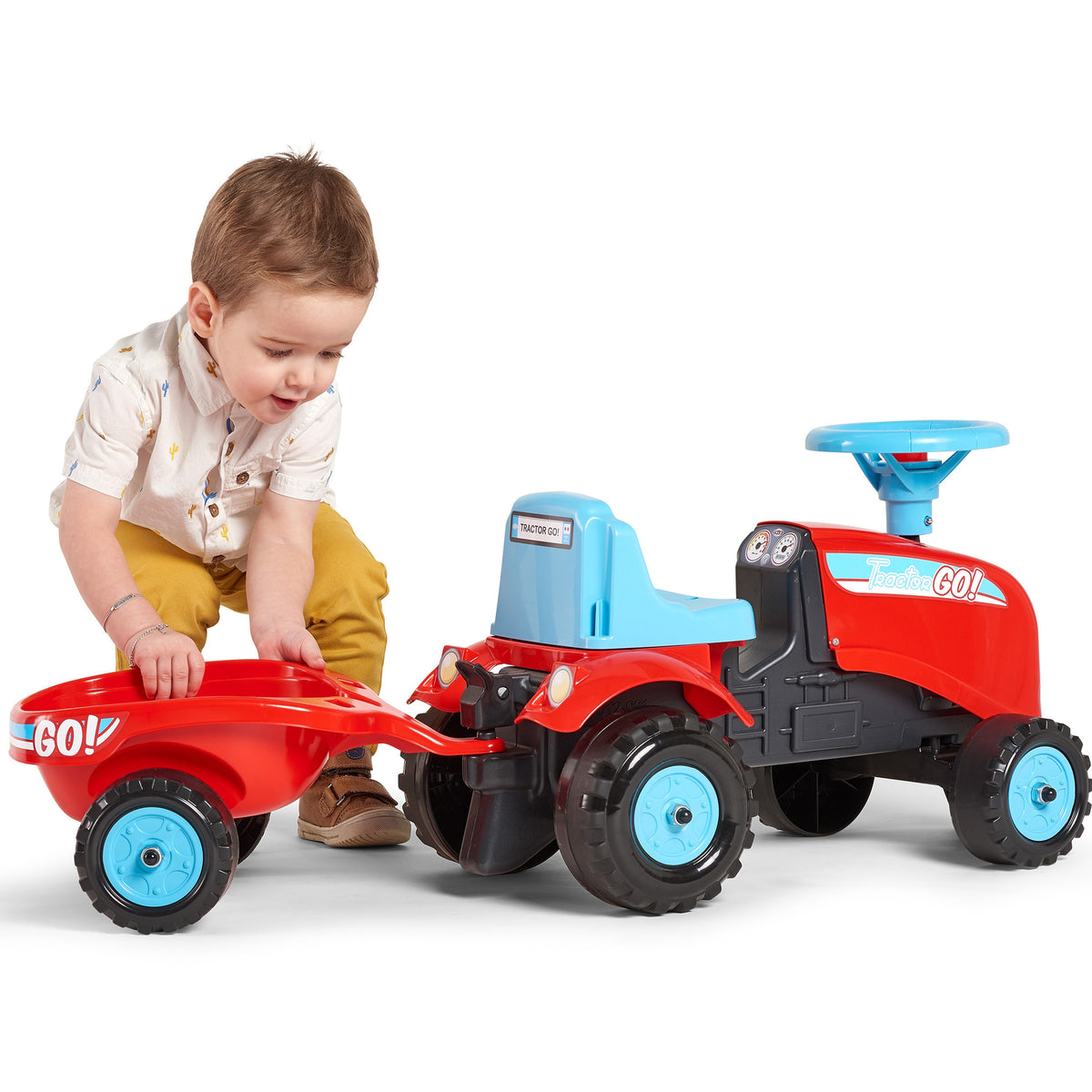 Tractor para montar Falk ¡Go! Con Remolque Rojo 1-3 Años