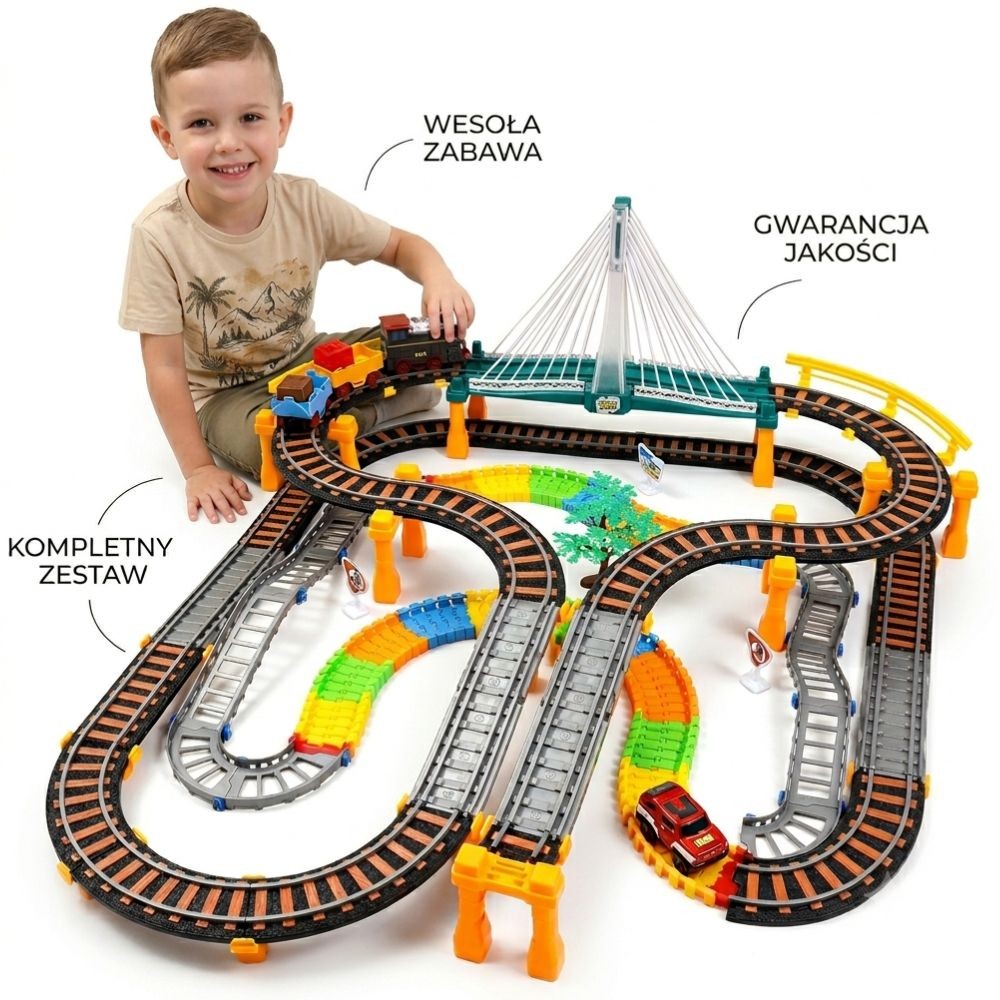 Woopie Electric Train Race Track 2w1 Wiadukt samochodowy Xxl 192 szt.