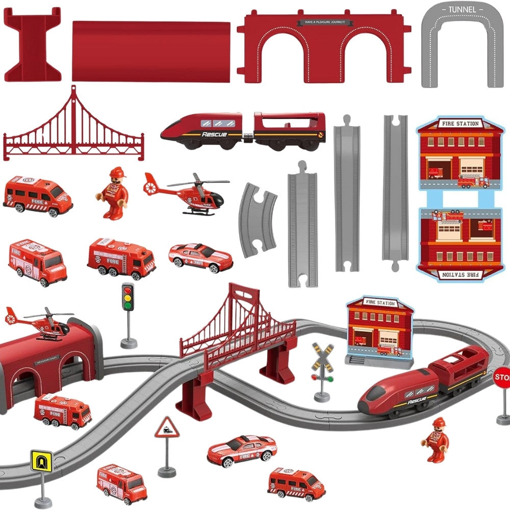Woopie Pendolino Coffret Train Électrique Pompiers 66pcs.