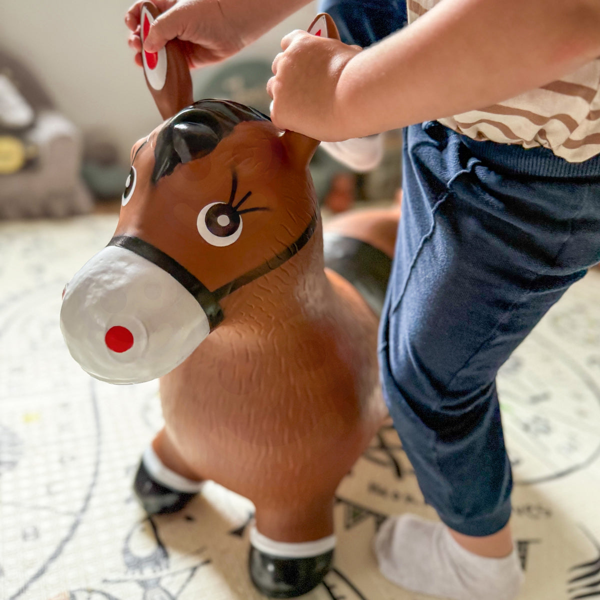 Cheval de saut en caoutchouc Woopie + pompe