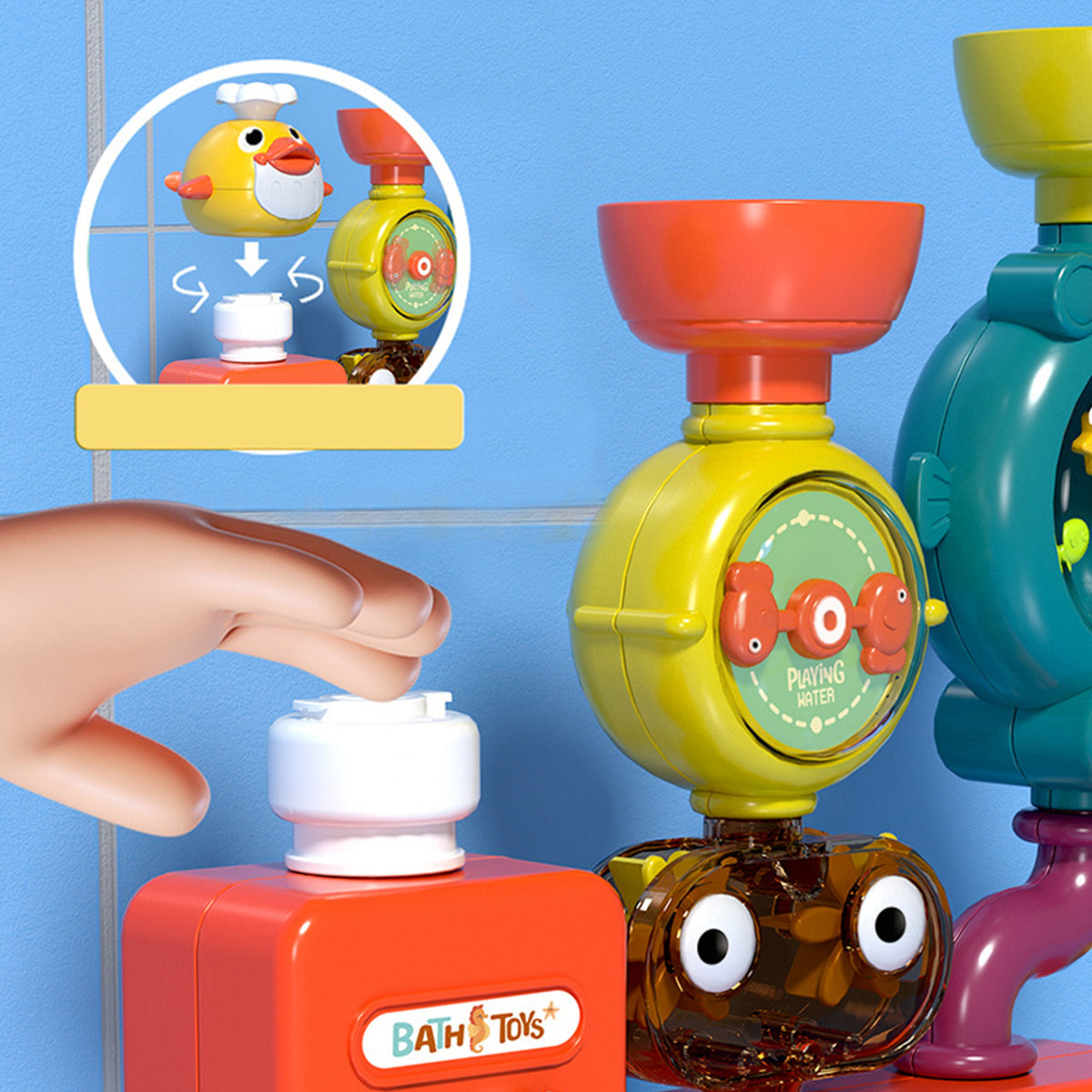 Woopie Baby Bath Zabawka Kran Fontanna prysznicowa Kaczka przelewowa