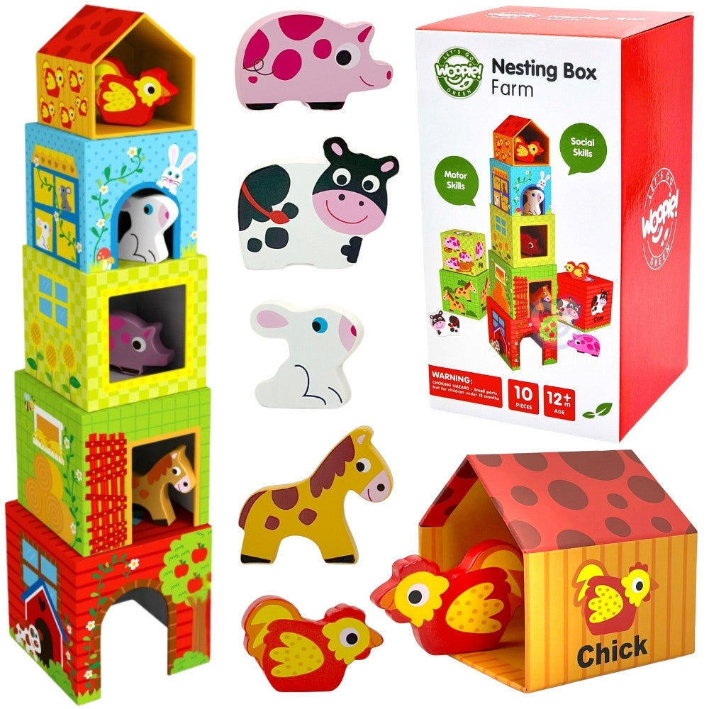Woopie Green Farm In Boxes Cube Puzzle + Figures 10 Pcs.