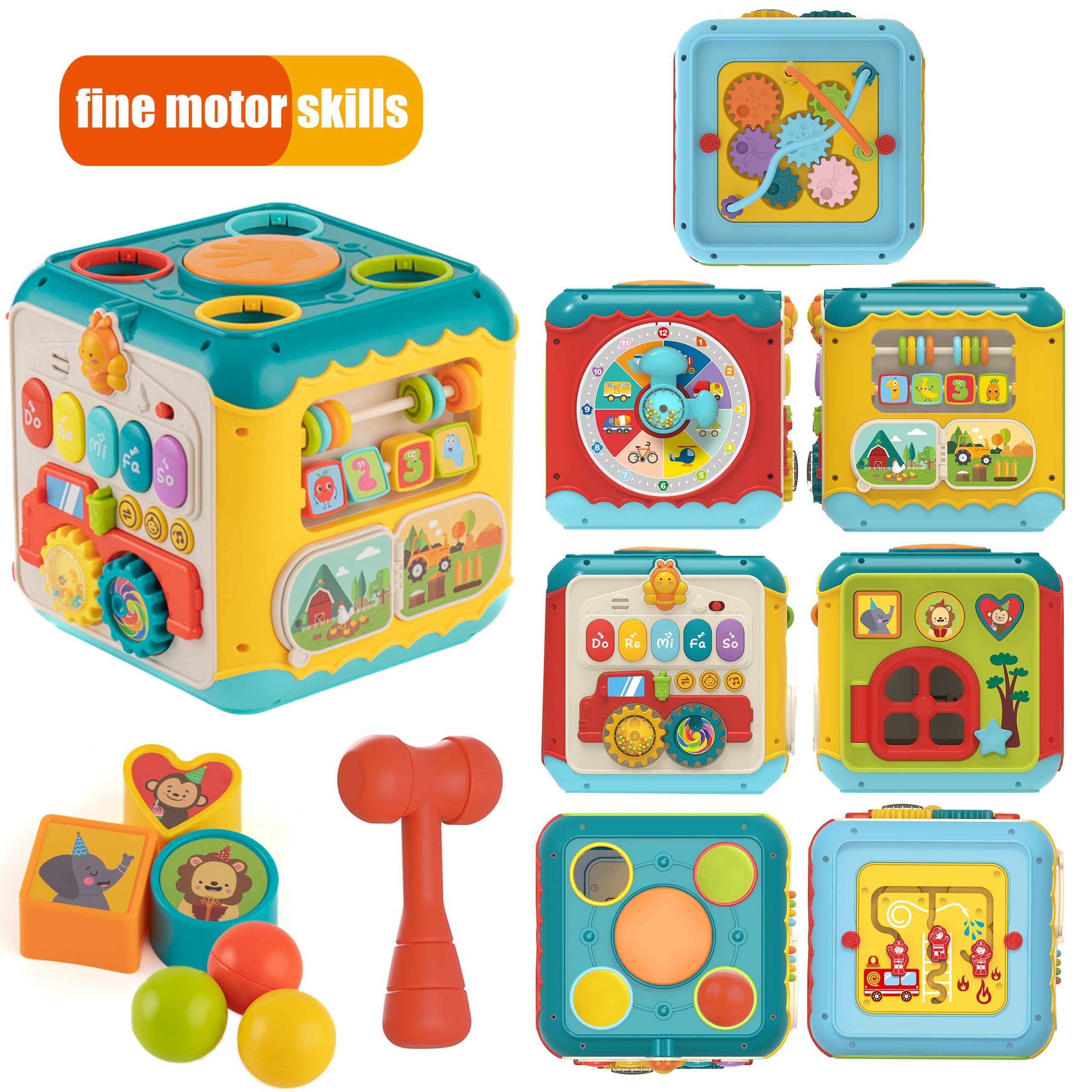 Woopie Baby Multifunkční Montessori Activity Kostka 6v1 - 18m+