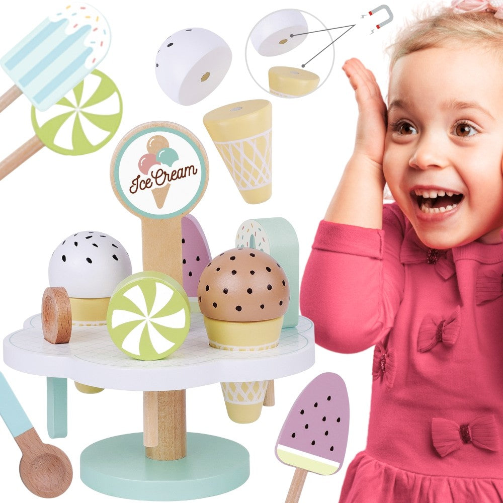 Tooky Toy Drewniane lody magnetyczne na stojaku