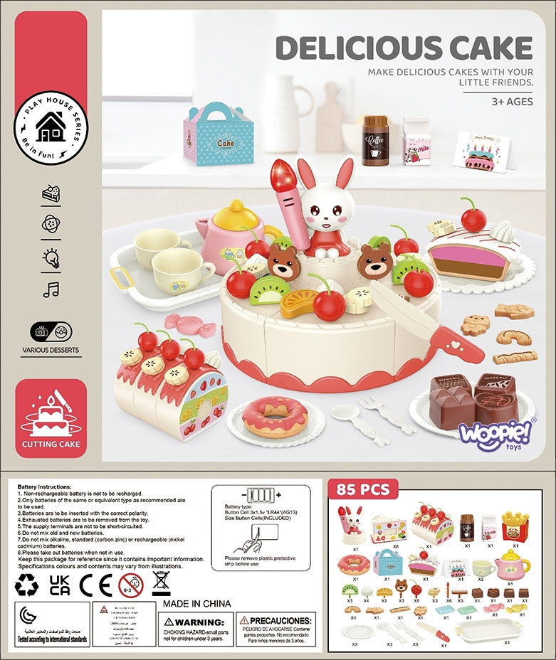 Woopie Confectionery Tarta De Cumpleaños Para Cortar + Juego De Té 85 Uds.