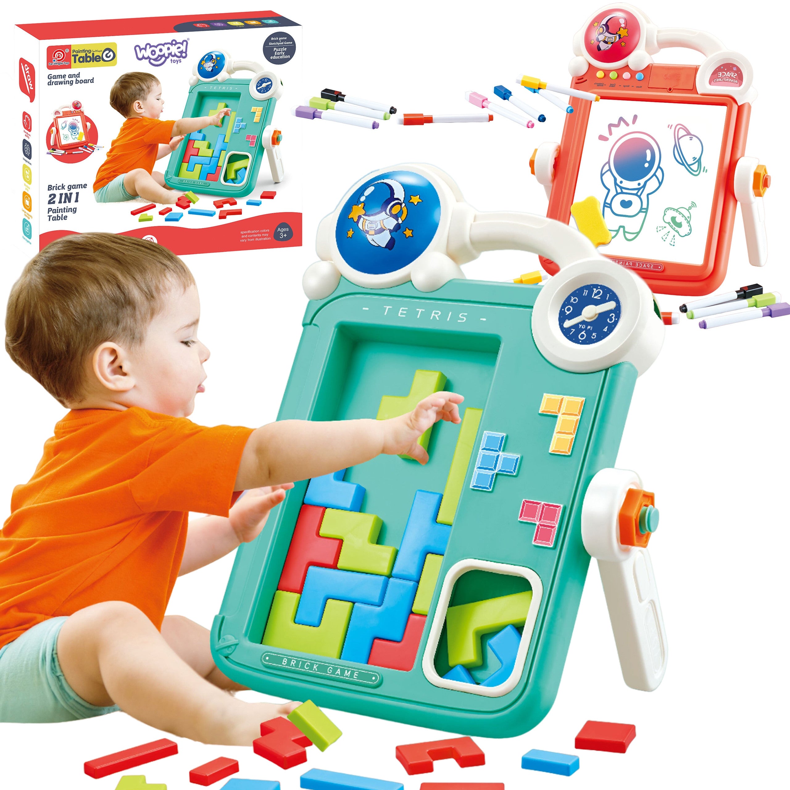 Woopie Double-sided Drawing Board 2-in-1 Tetris Game