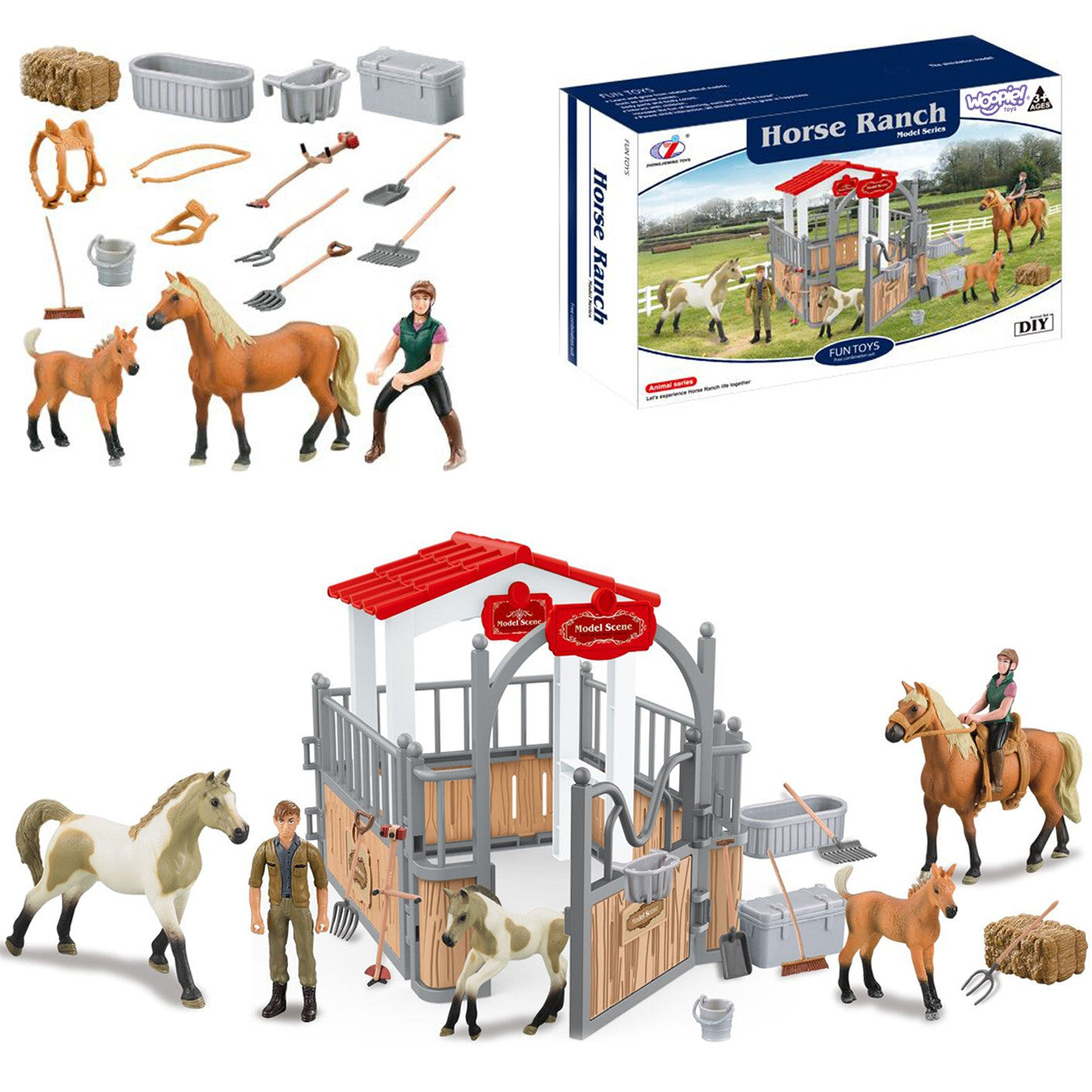 Woopie Set Stables Horse Pen Figures 18 бр.