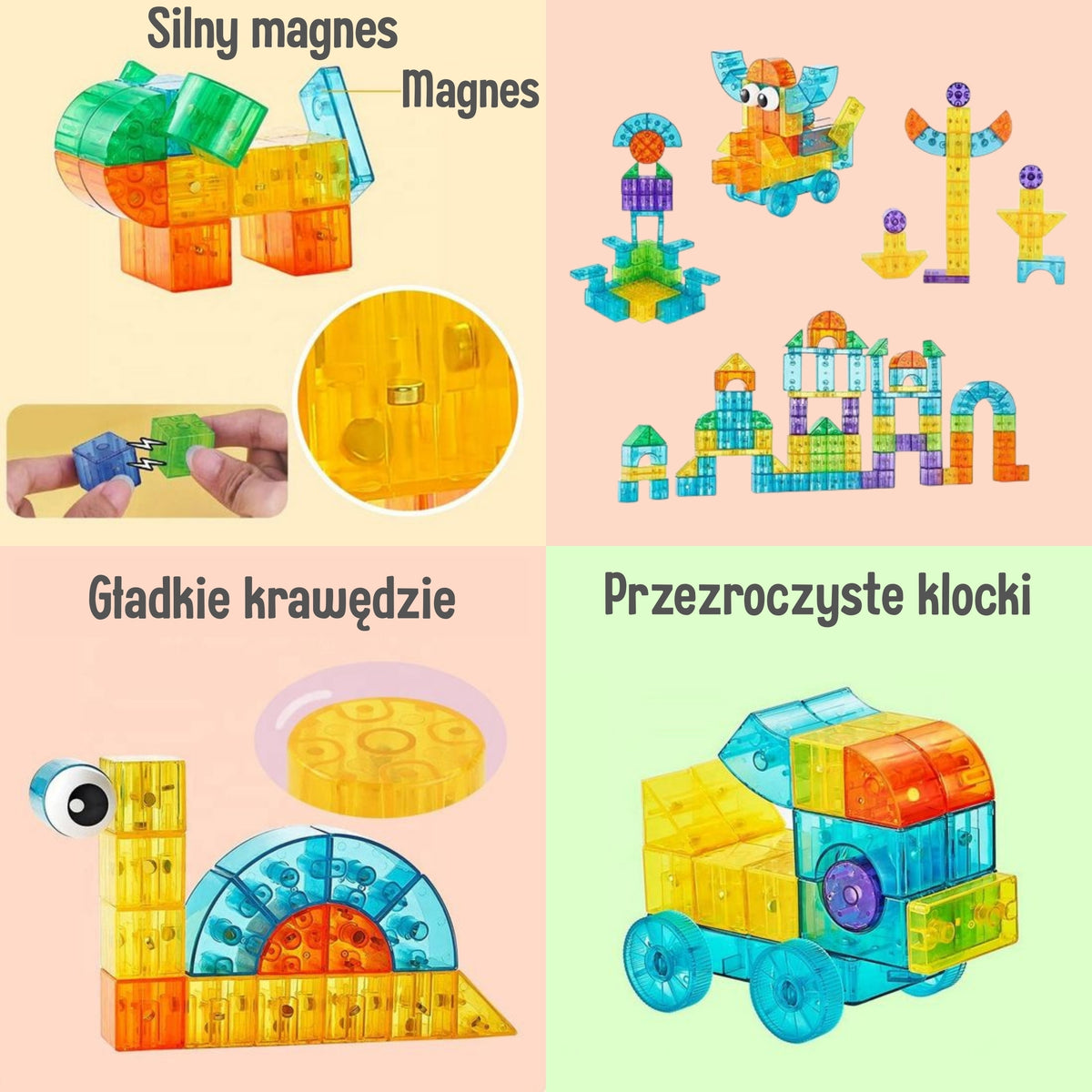 Woopie Transparenta magnetiska byggklossar 43 st.