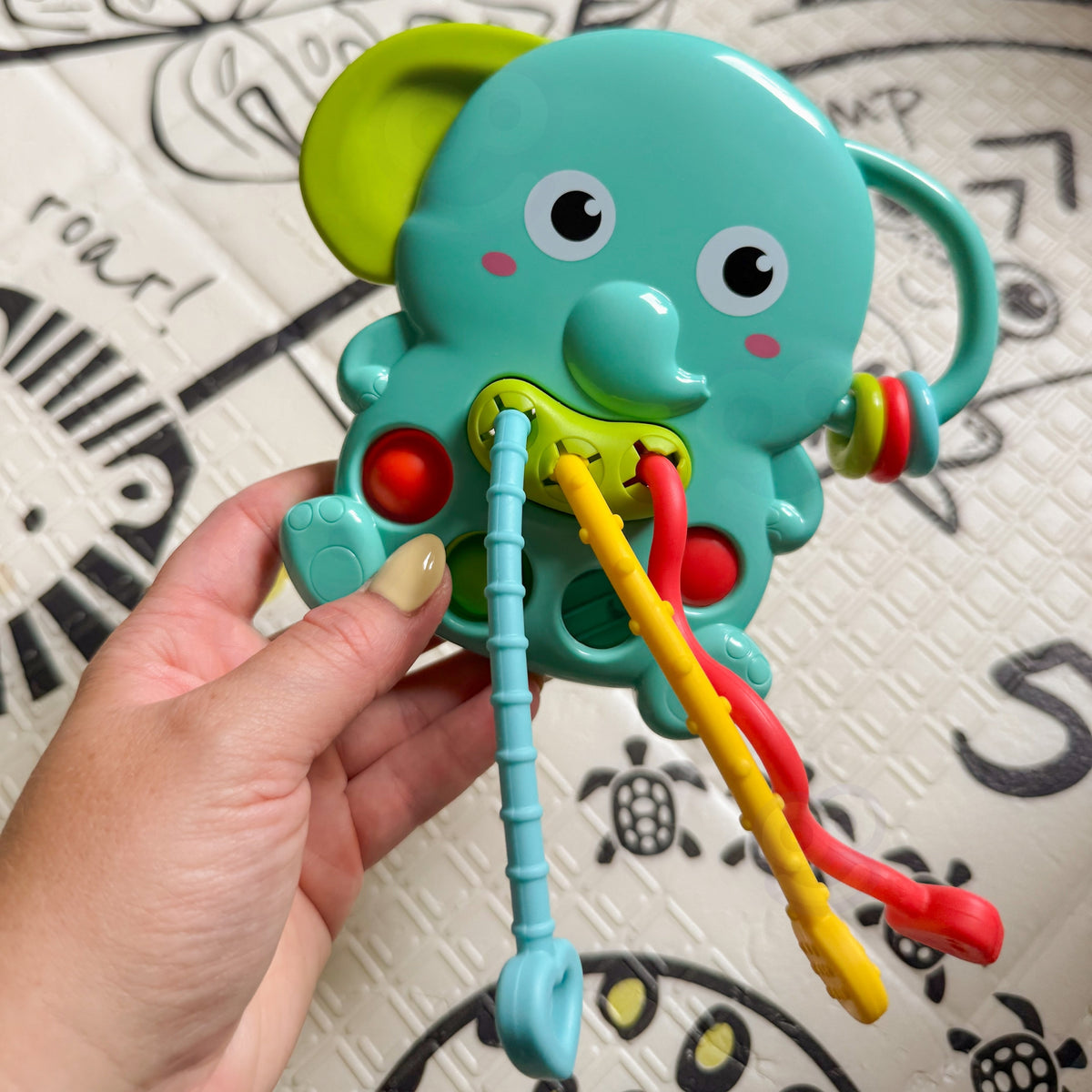 Woopie Baby 4-i-1 Montessori sensorisk elefantbitring