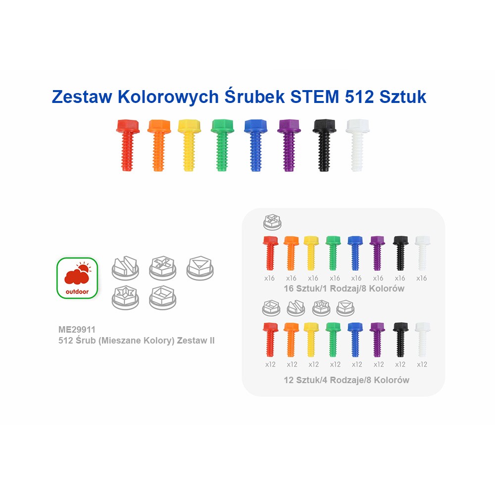 Masterkidz Colorful Screws 5 Shapes For Stem Creative Board 512 Pieces Mix Colors