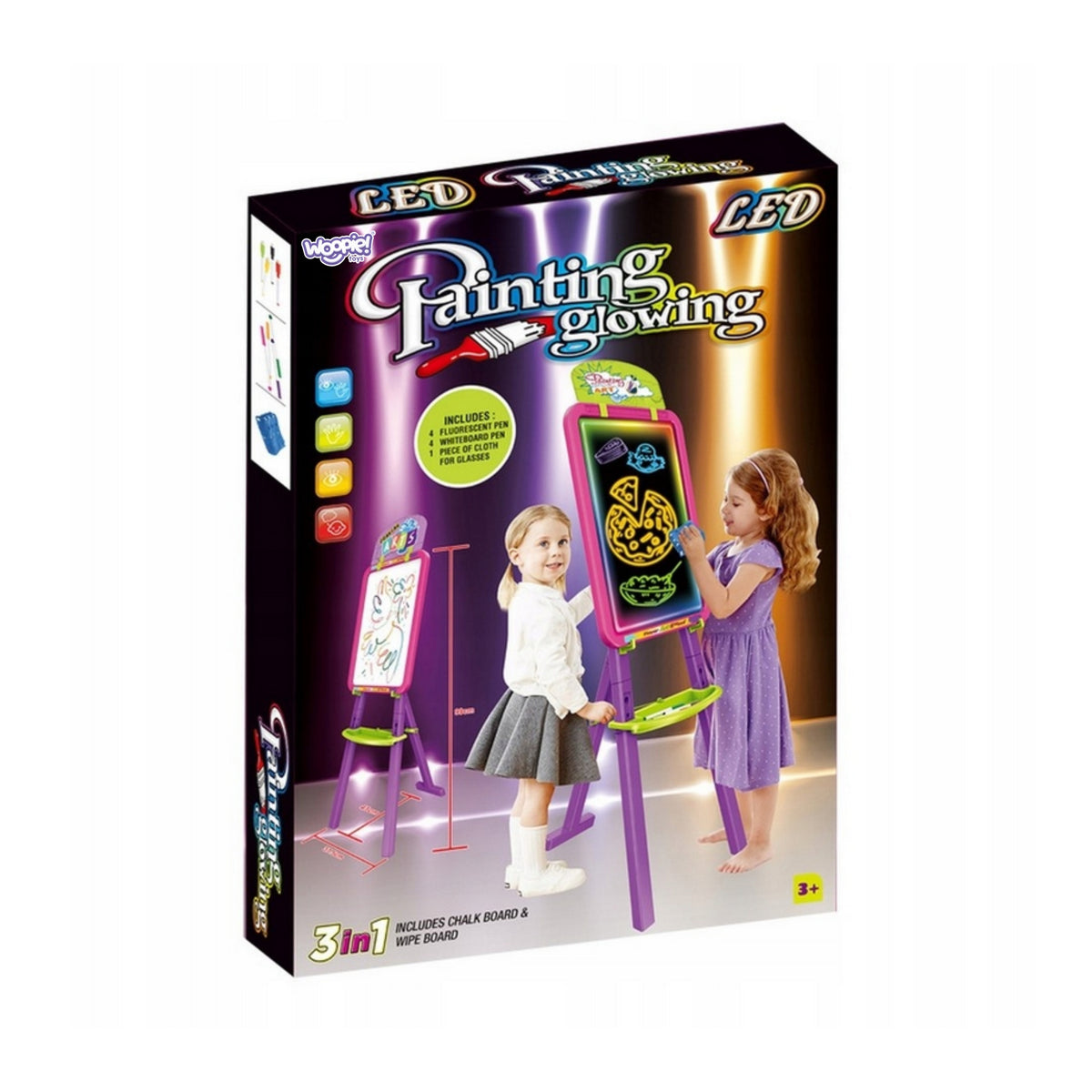 Woopie 3-i-1 Magnetic Dry Erase Board med ljus målning