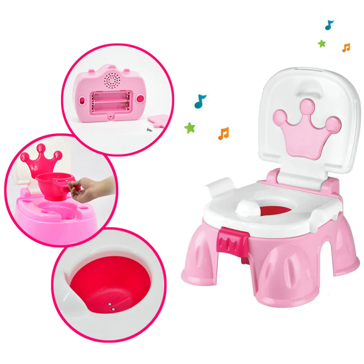 Woopie Baby First Potty för barn med musik 3in1 stolsteg