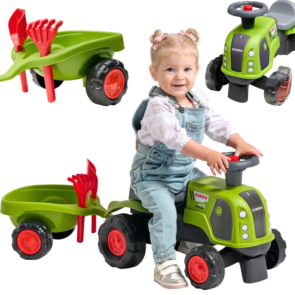 Falk Claas 470 Arion Ride-on Green с ремарке + комплект пясък