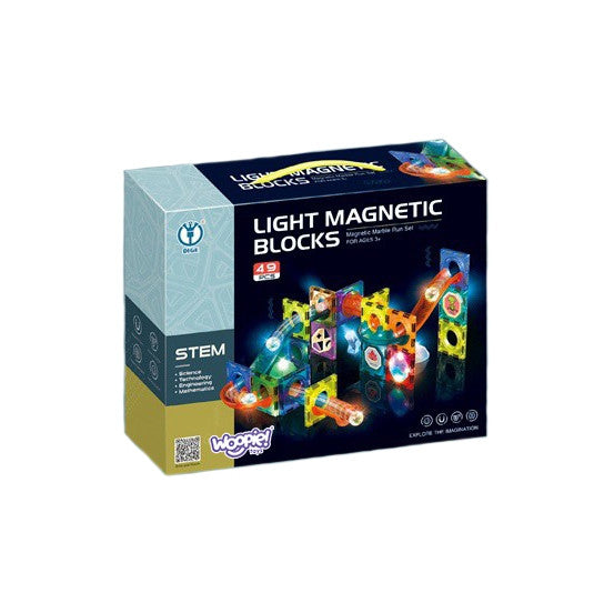 Woopie Bloques magnéticos Luz de riel de bola 49 piezas.