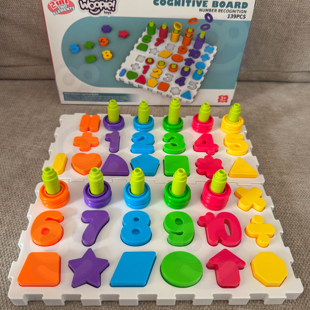 Woopie Montessori Puzzle Clasificador Brain Training Letras Números 139 Piezas
