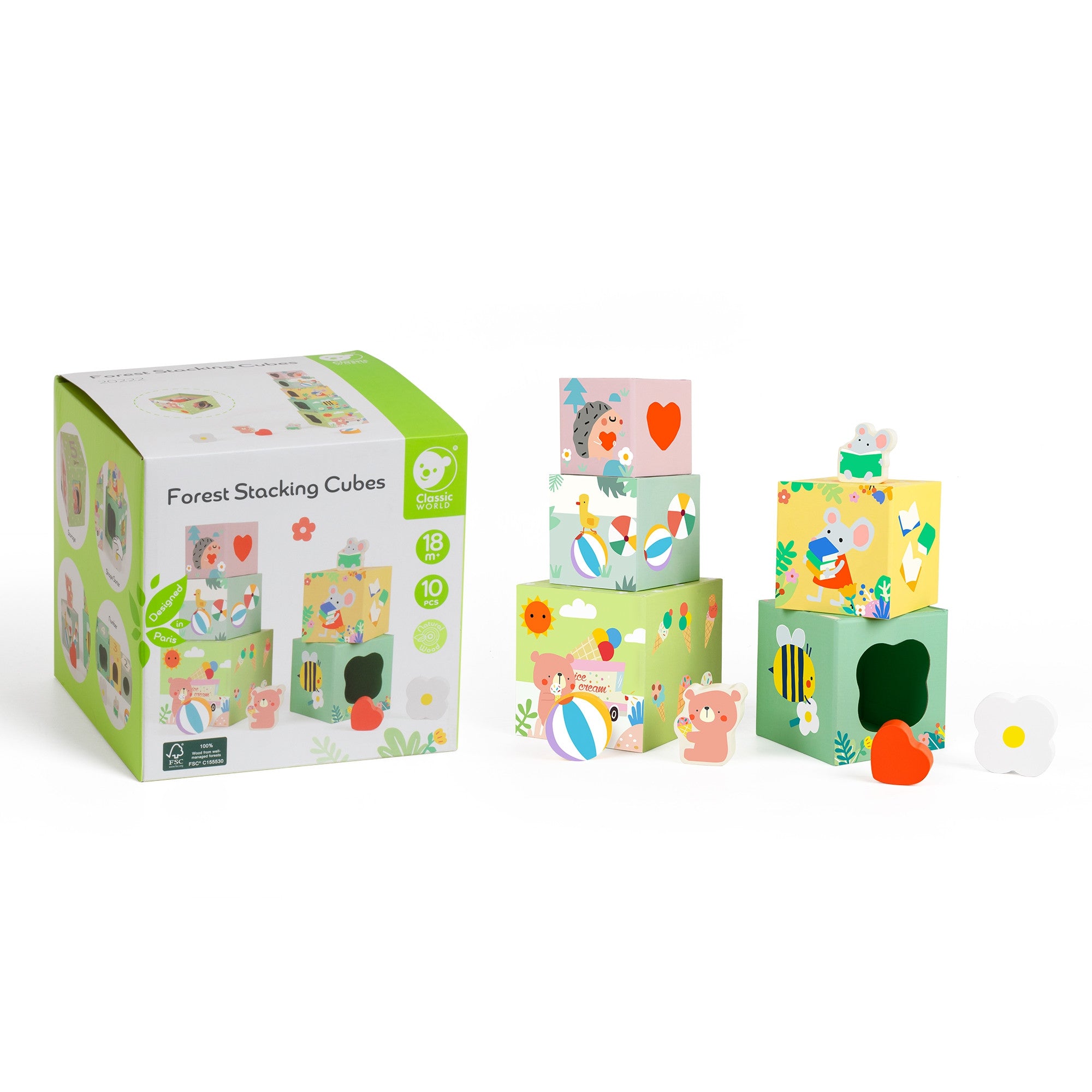 Classic World Puzzle Cubi Scatola Foresta Piramide 10 Pezzi Fsc