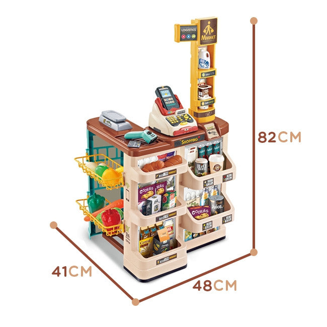 Woopie supermarktwinkel met trolleyweegschaal kassascanner + 48 accs.