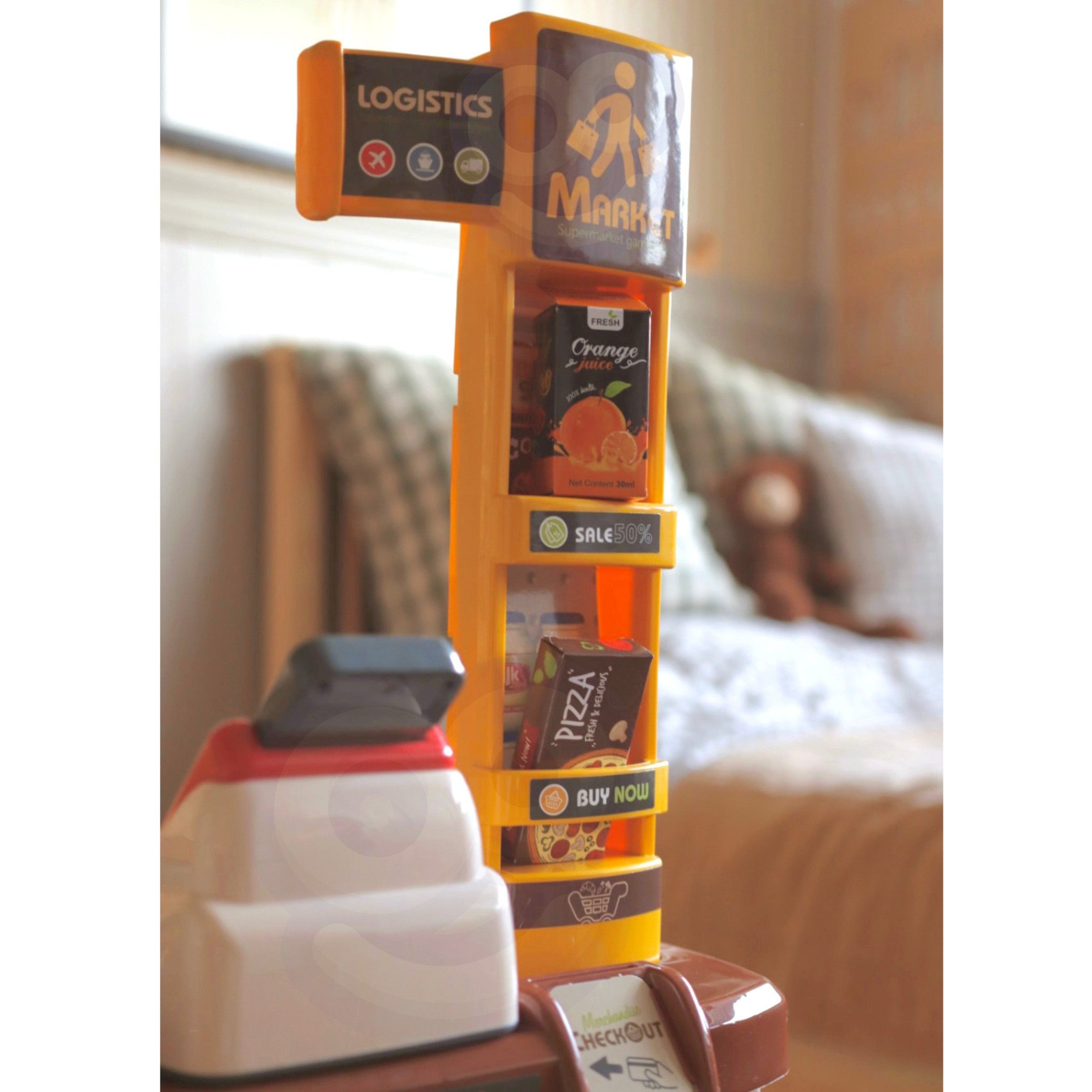 Woopie supermarktwinkel met trolleyweegschaal kassascanner + 48 accs.