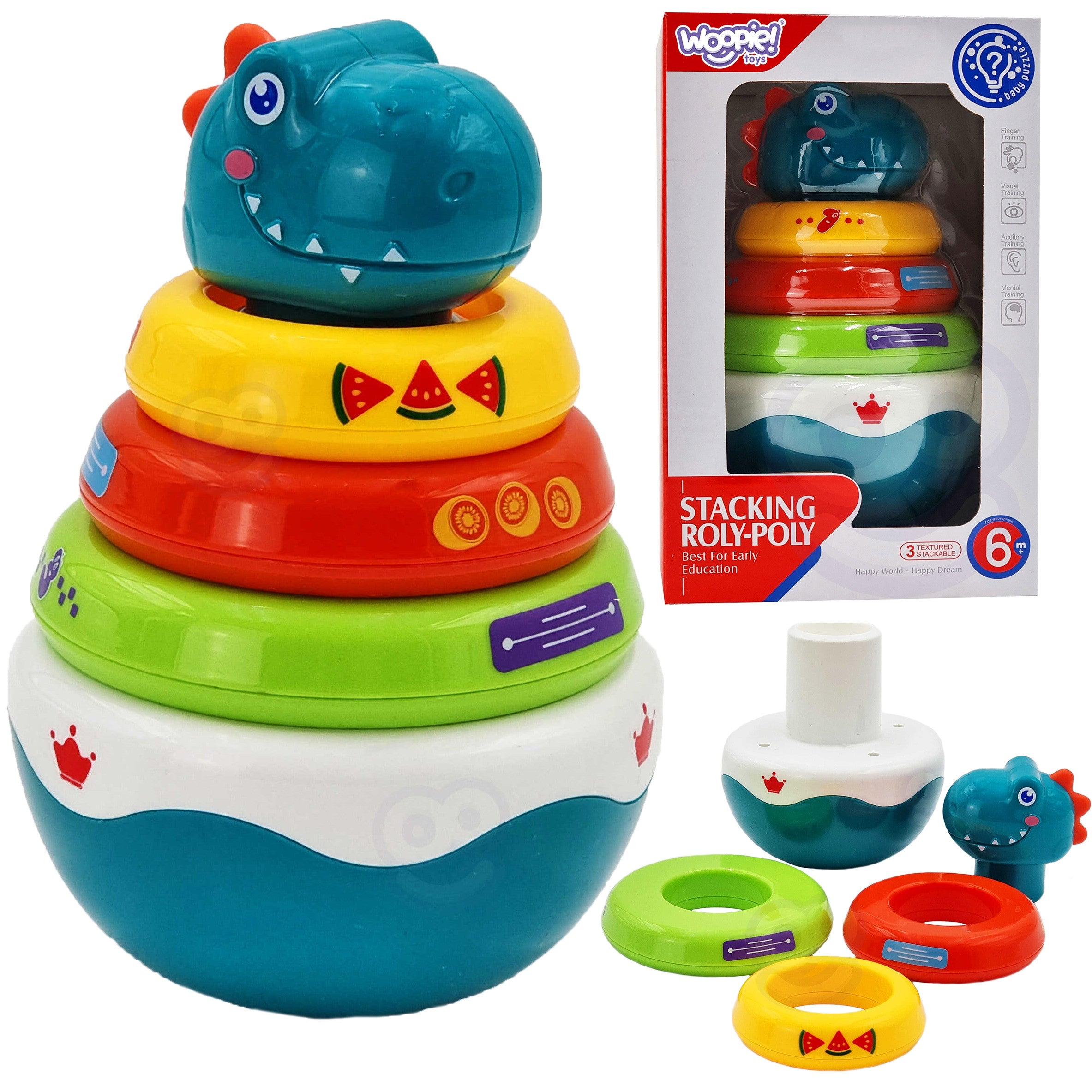 Woopie Baby Sensory Toy Dino Pyramid Puzzle For Babies