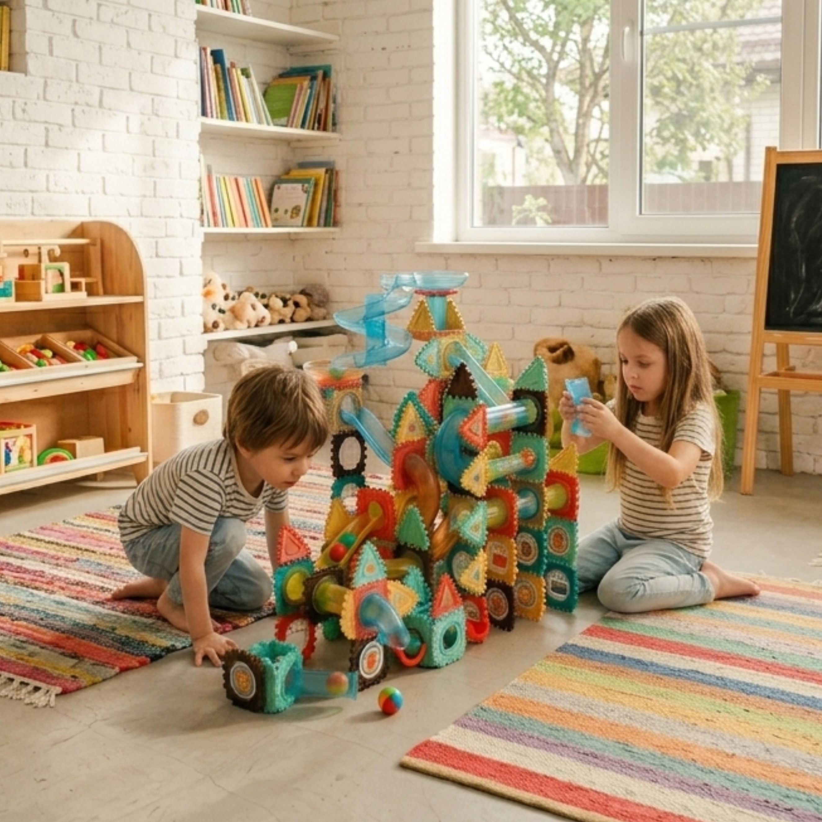 Woopie 3d Construction Blocks Образователен комплект Писта с топка 228 бр.