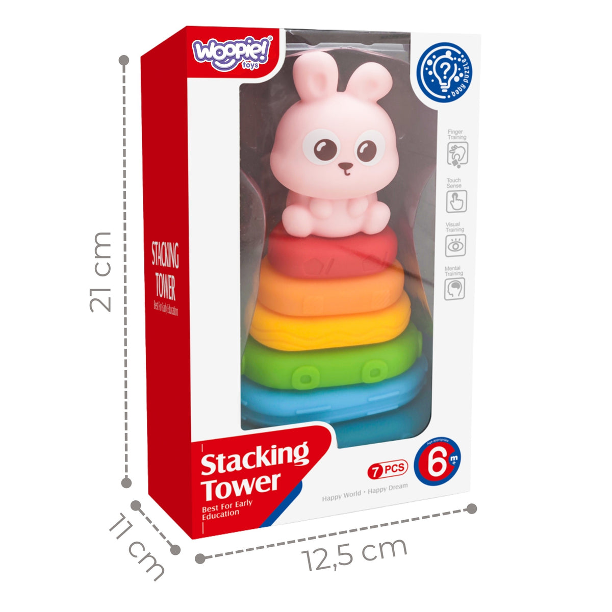 Pirimid Céadfach Linbh Woopie Túr Sórtálaí Bunny 6m+