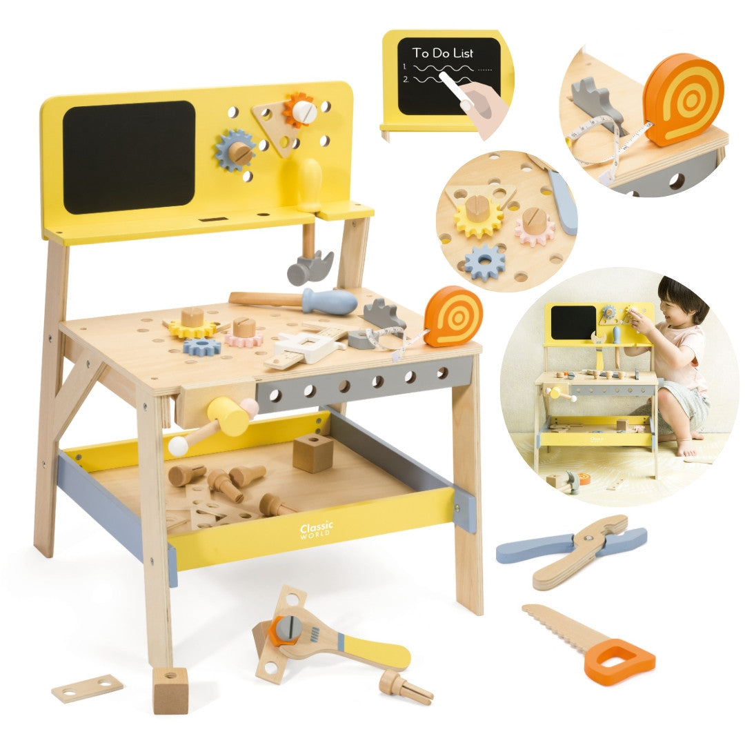 Classic World Houten Gereedschapswerkplaats Met Krijtbord 27 St.