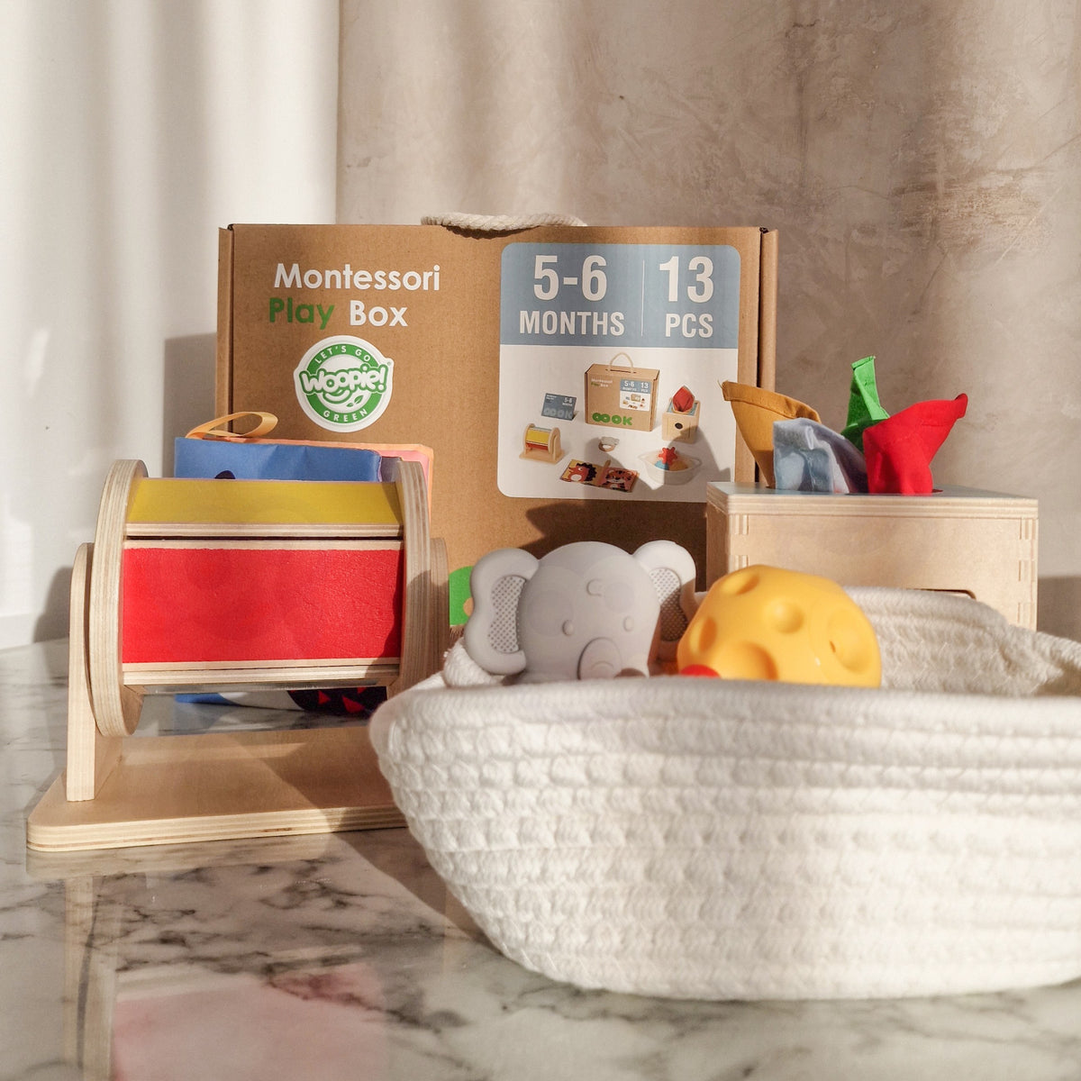 Woopie Green Box Xxl Montessori Educational 6-i-1 Sensory Box 5-6 Måneder 13 Stk Fsc