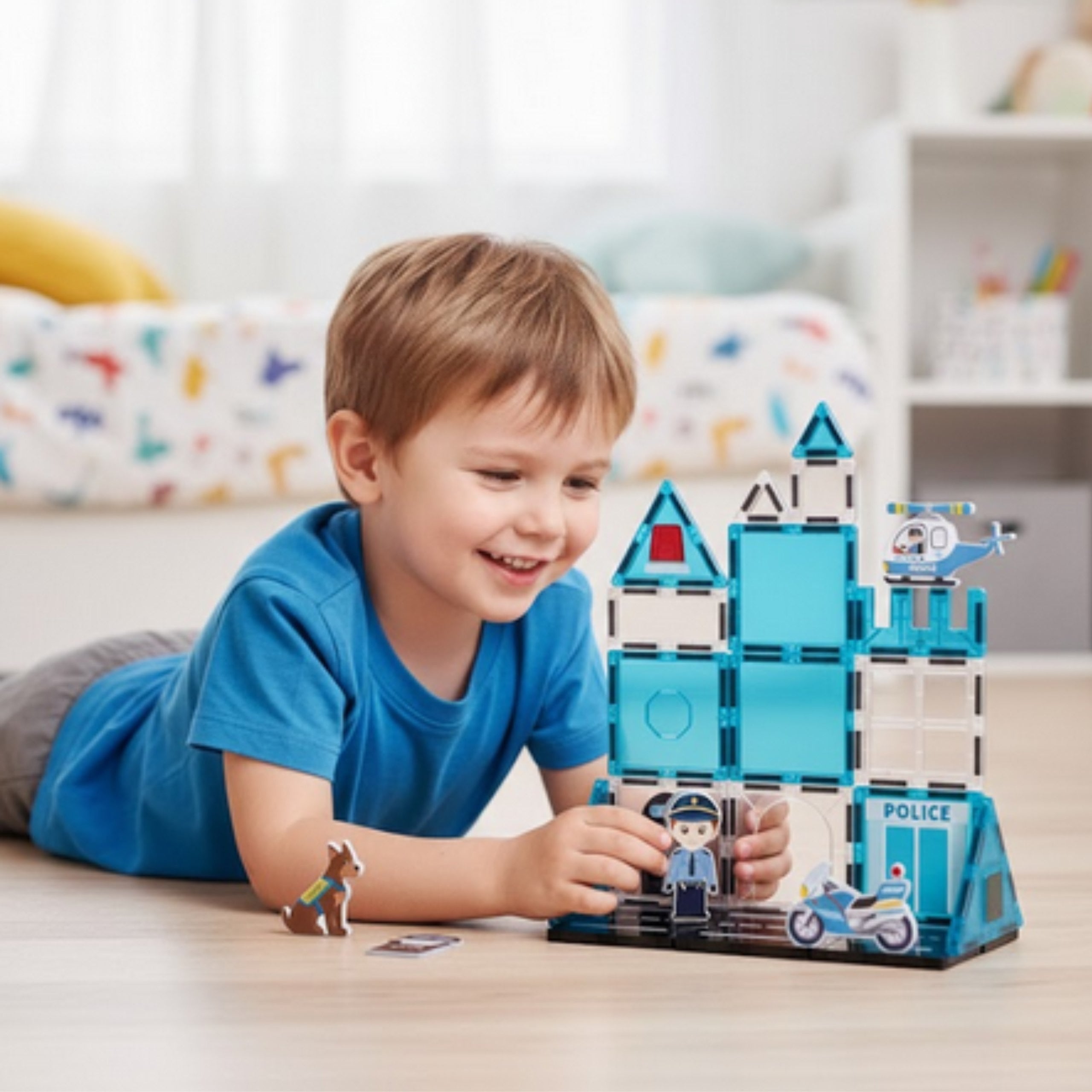 Woopie Магнитни блокове 3d Полицейски участък Комплект 42 бр.