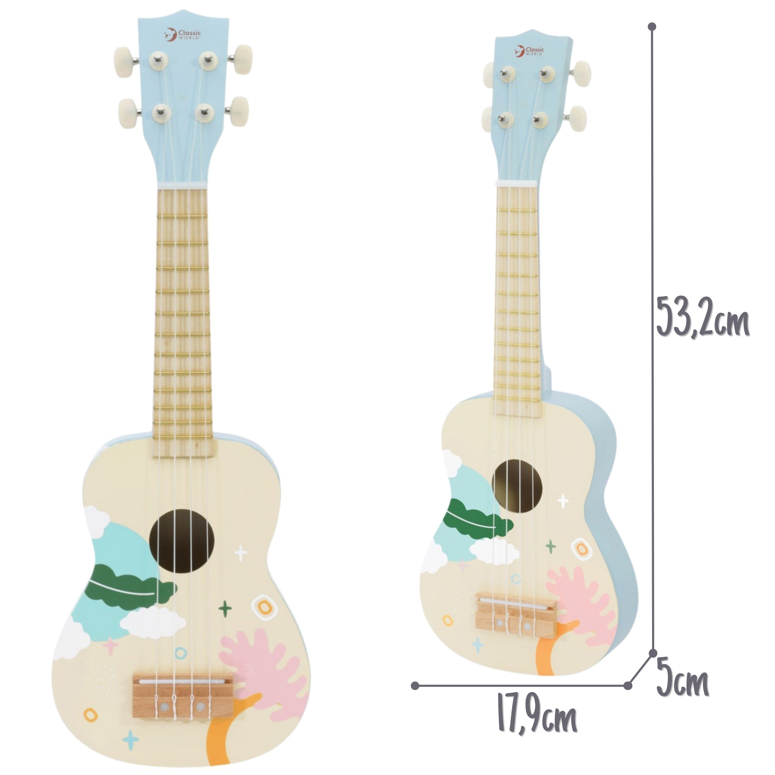 Ukulele din lemn Clasic World Pentru Copii Albastru