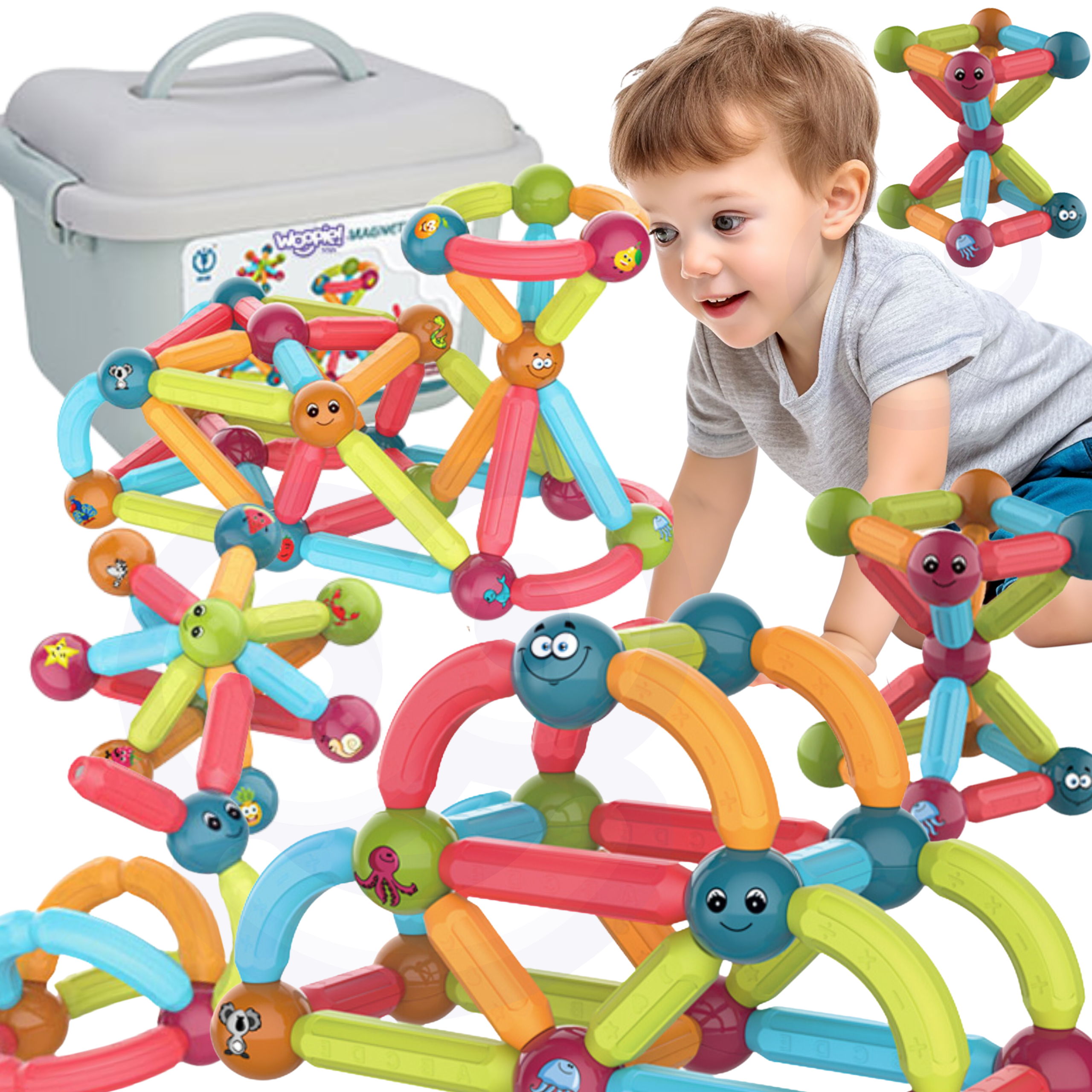 Woopie Магнитни образователни строителни блокове 52 бр.