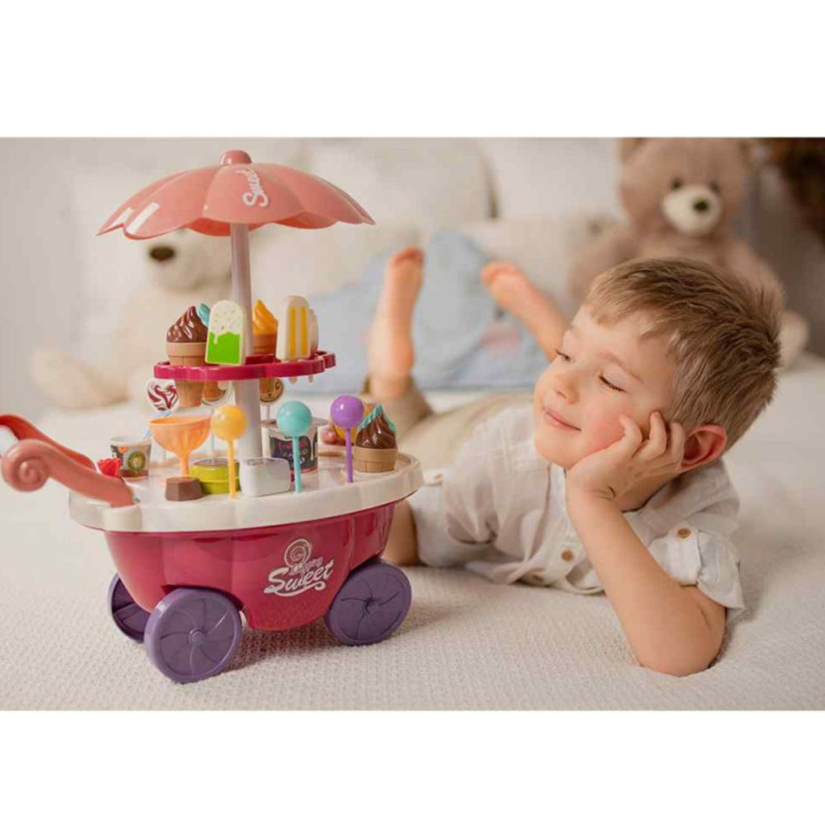 Woopie Food Truck Confectionery Trolley Ice Cream Sweets Stand Sound Light + 36 Accs
