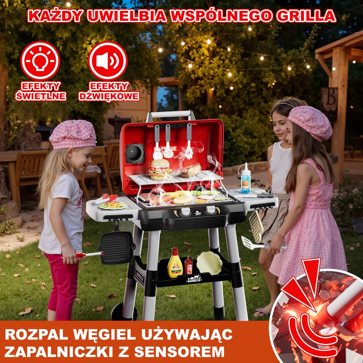 Woopie Grill Barbecue Garden Kitchen Kitchen Interactive Led Set Xl 31 Pcs.