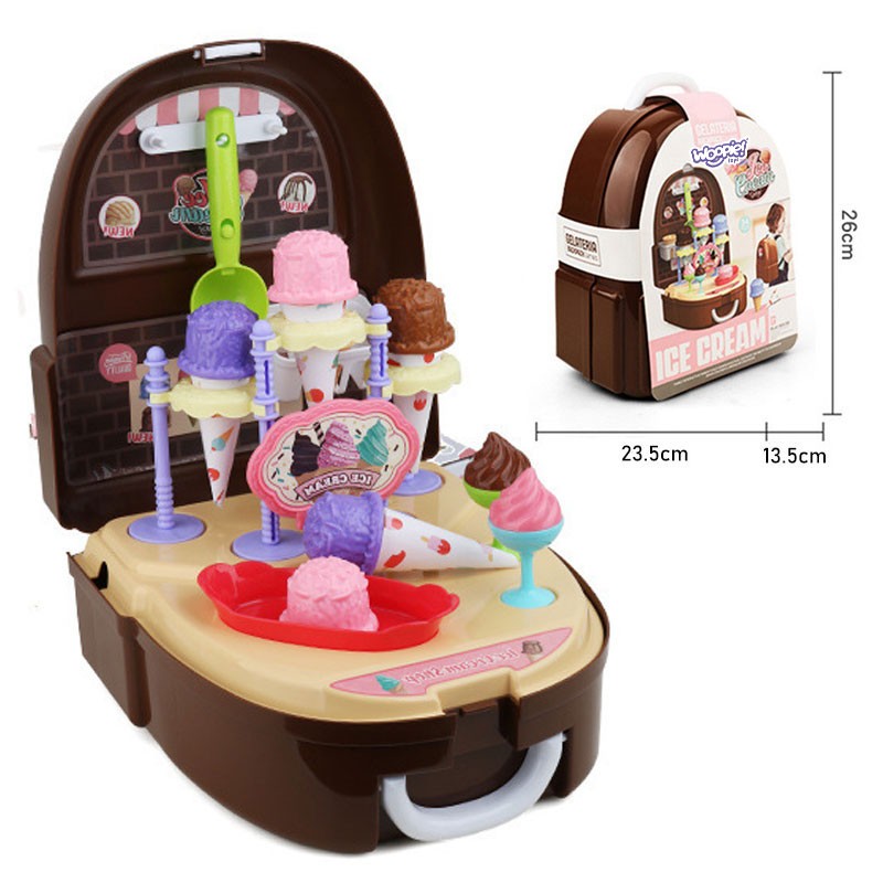 Woopie Ice Cream Shop Play Set Cocina En Mochila 36 Piezas.