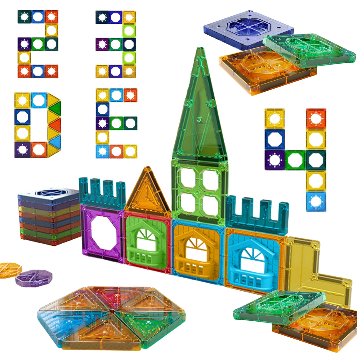 Blocos de construção magnéticos Woopie Conjunto educacional 3D Castelo 30 unidades.