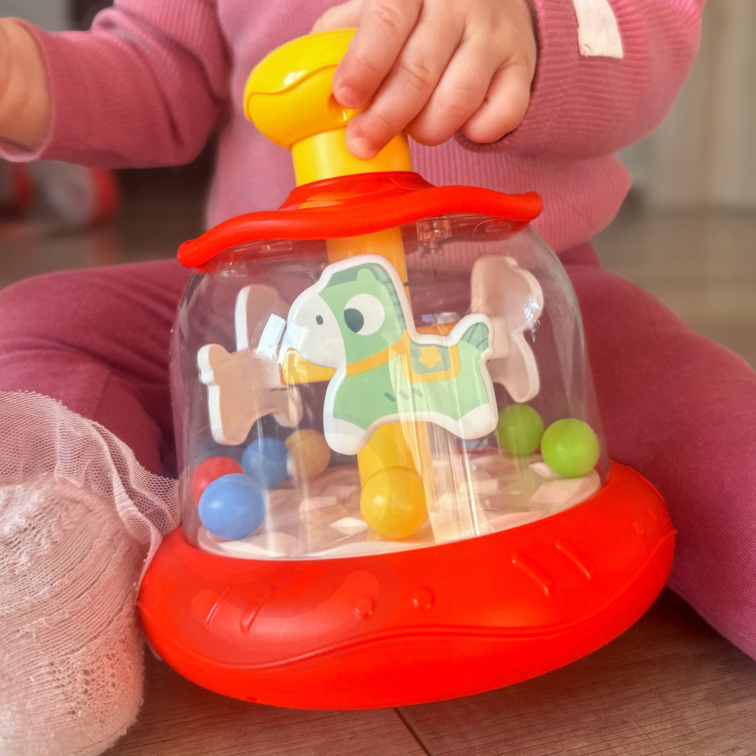 Woopie Baby Colorful Horses Red Spinning Top Carousel