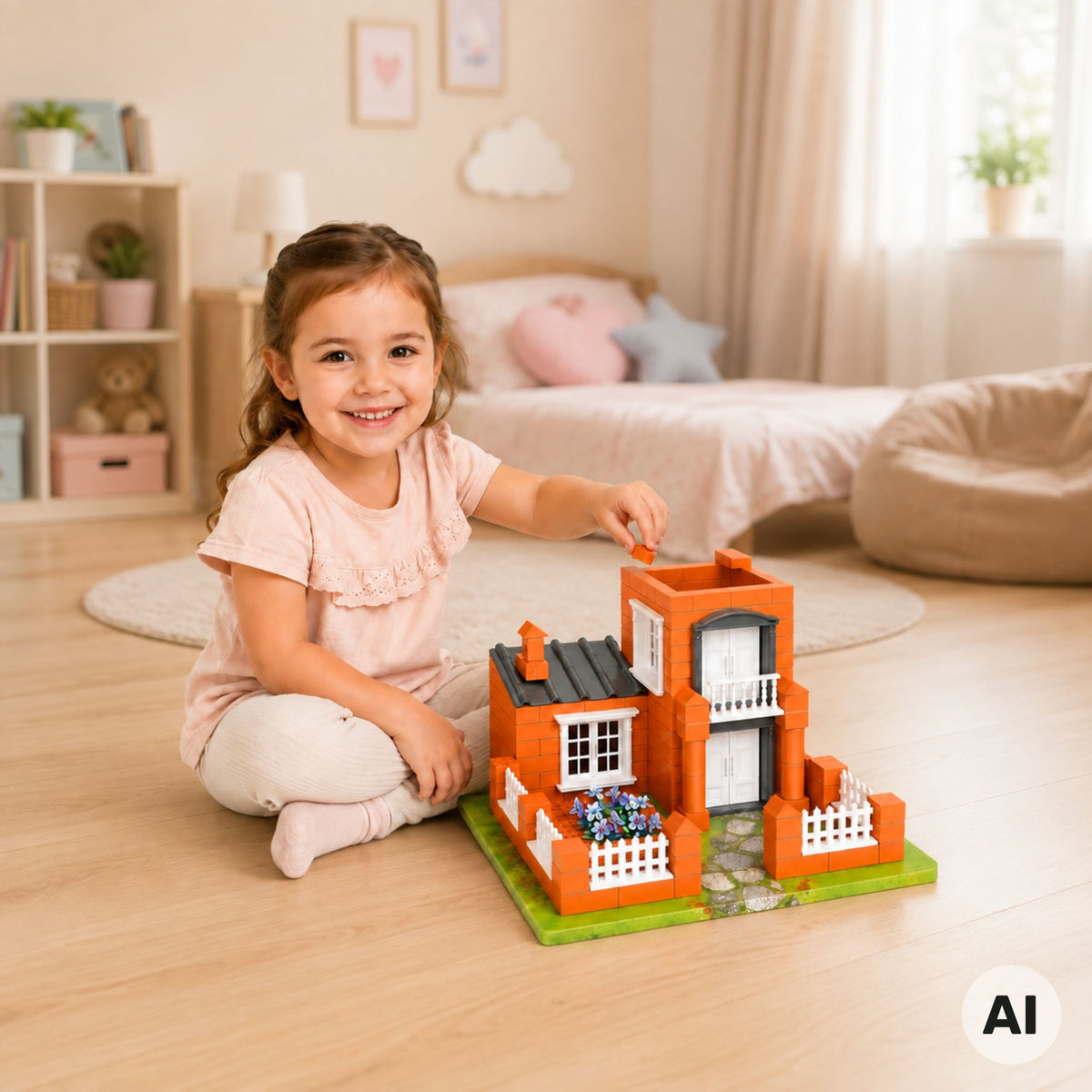 Woopie Brick Villa Строителен комплект от 458 части Строителна къща за деца 3+
