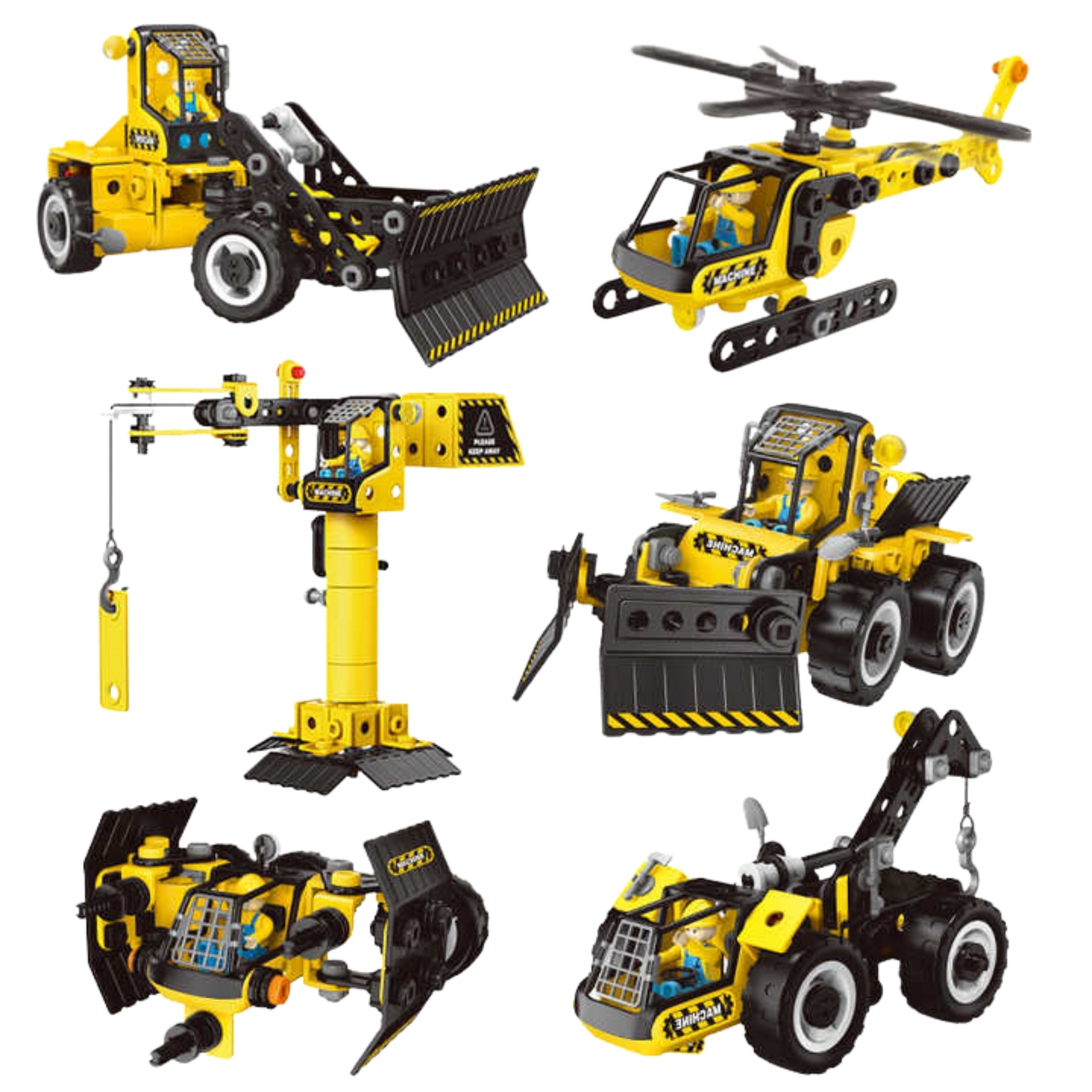 Woopie Construction Set Vehículos de construcción a vapor 6 en 1 223 piezas.