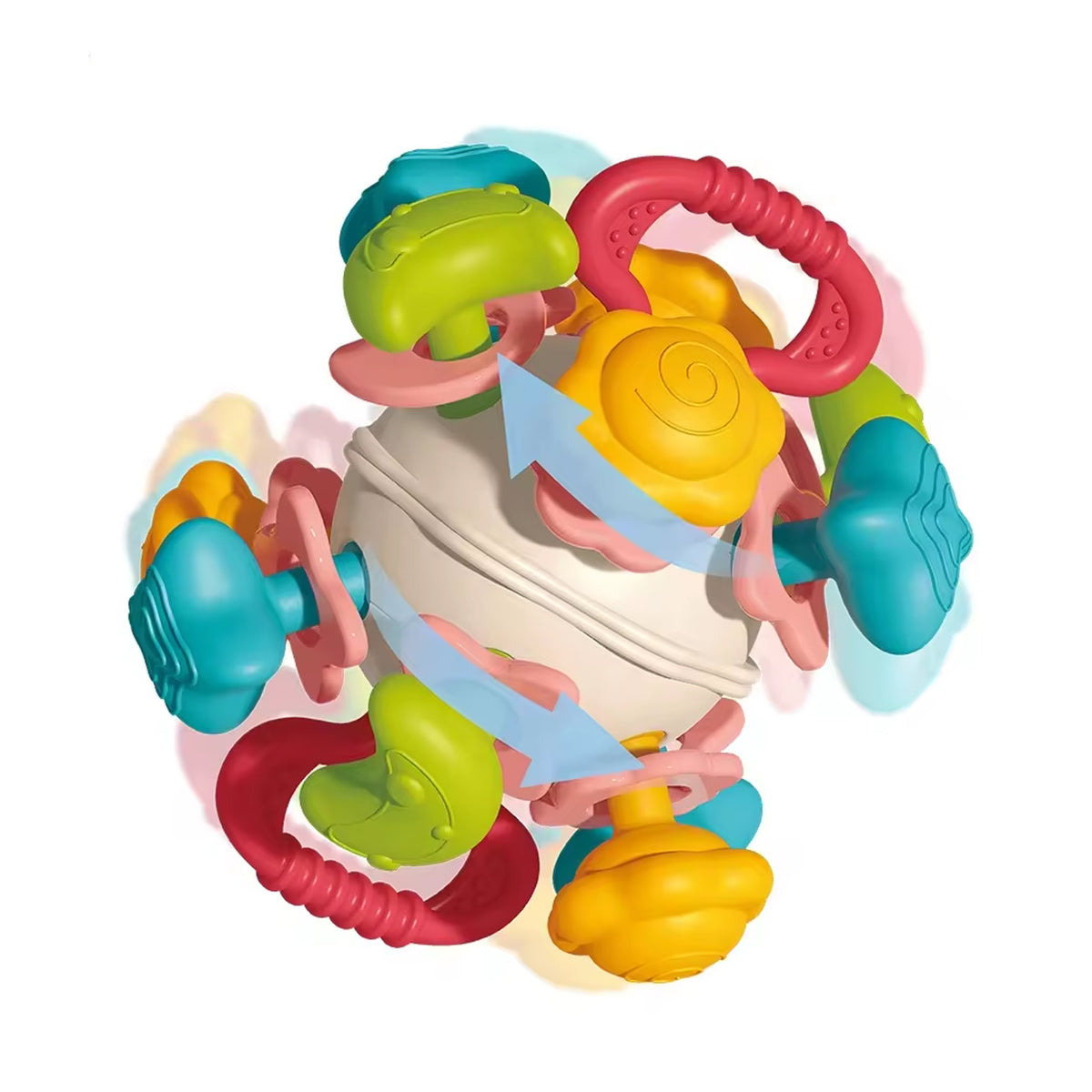 Woopie Baby Soft Rattle 4-in-1 Teether Sensory Toy For Babies 0m+