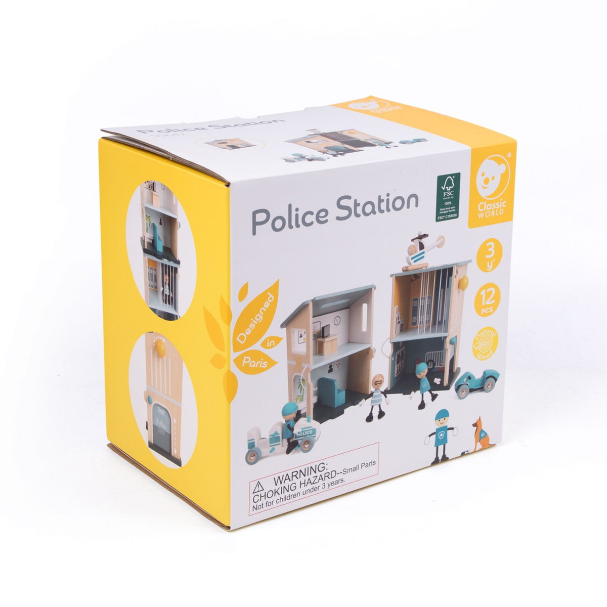 Figuras Helicóptero Coche Madera Comisaría de Policía Classic World 12uds.