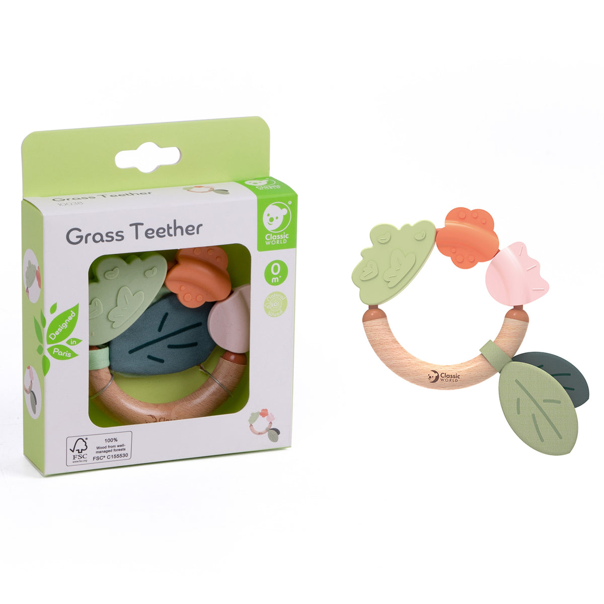 Classic World Wooden Sensor Teether Eco Babáknak 0m+