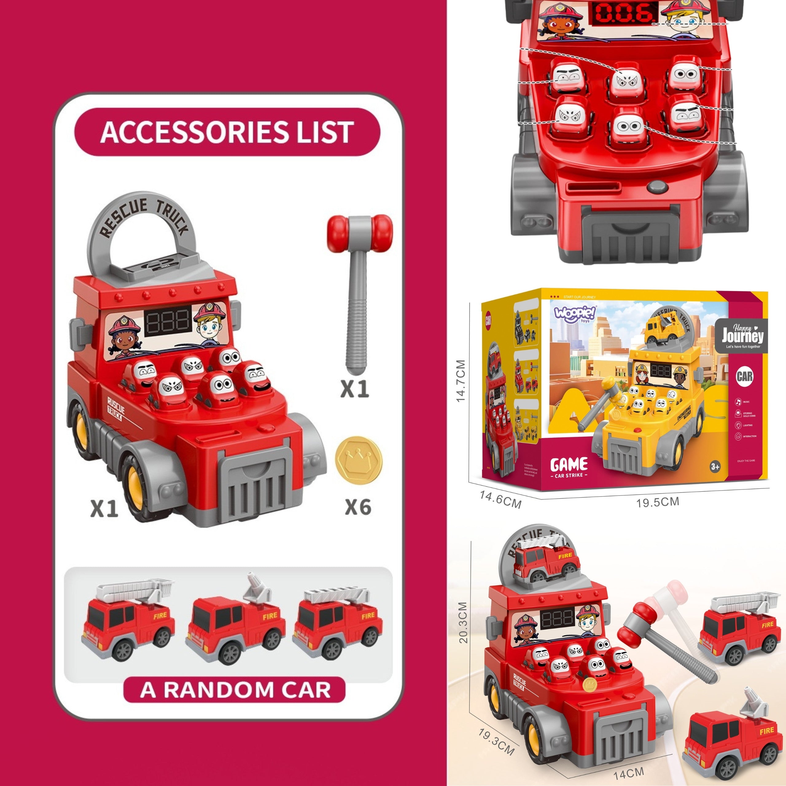 Woopie Hammer Strike Skill Game Fire Department avec accessoires