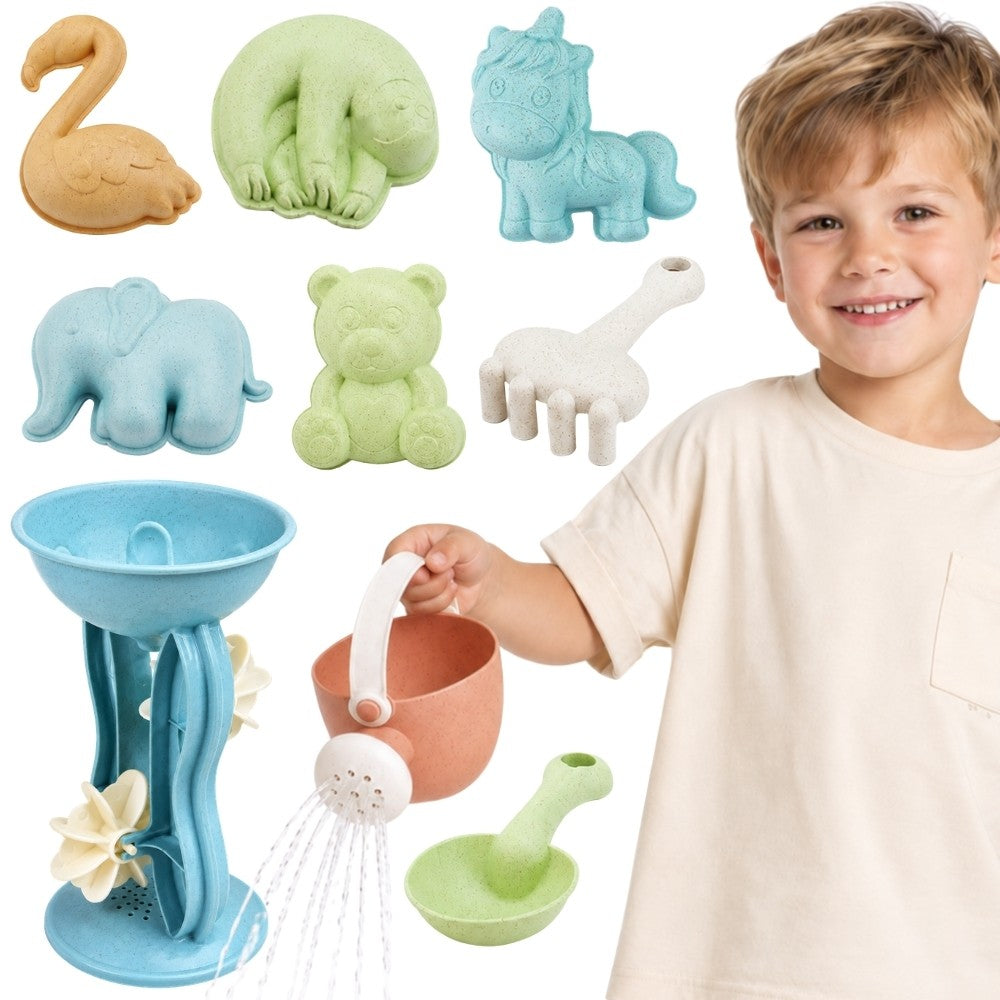 Woopie Green Sand Set s kolovrátkem a konví 10 ks. Biologicky odbouratelný organický materiál