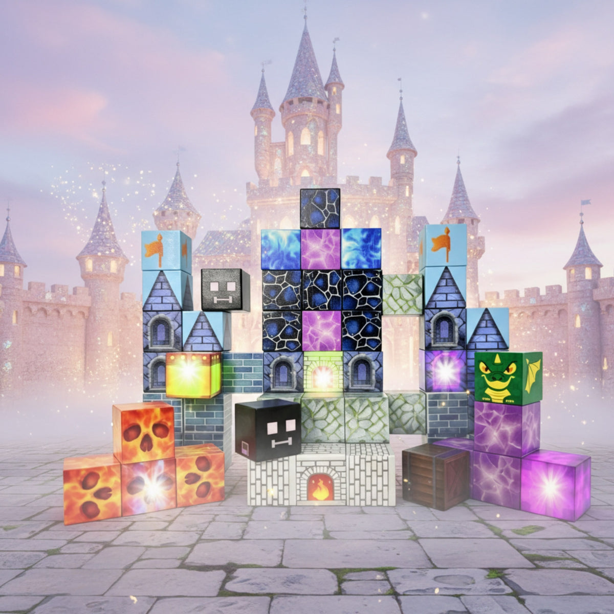 Blocuri de construcție magnetice Woopie Pixel Castle 64 buc.
