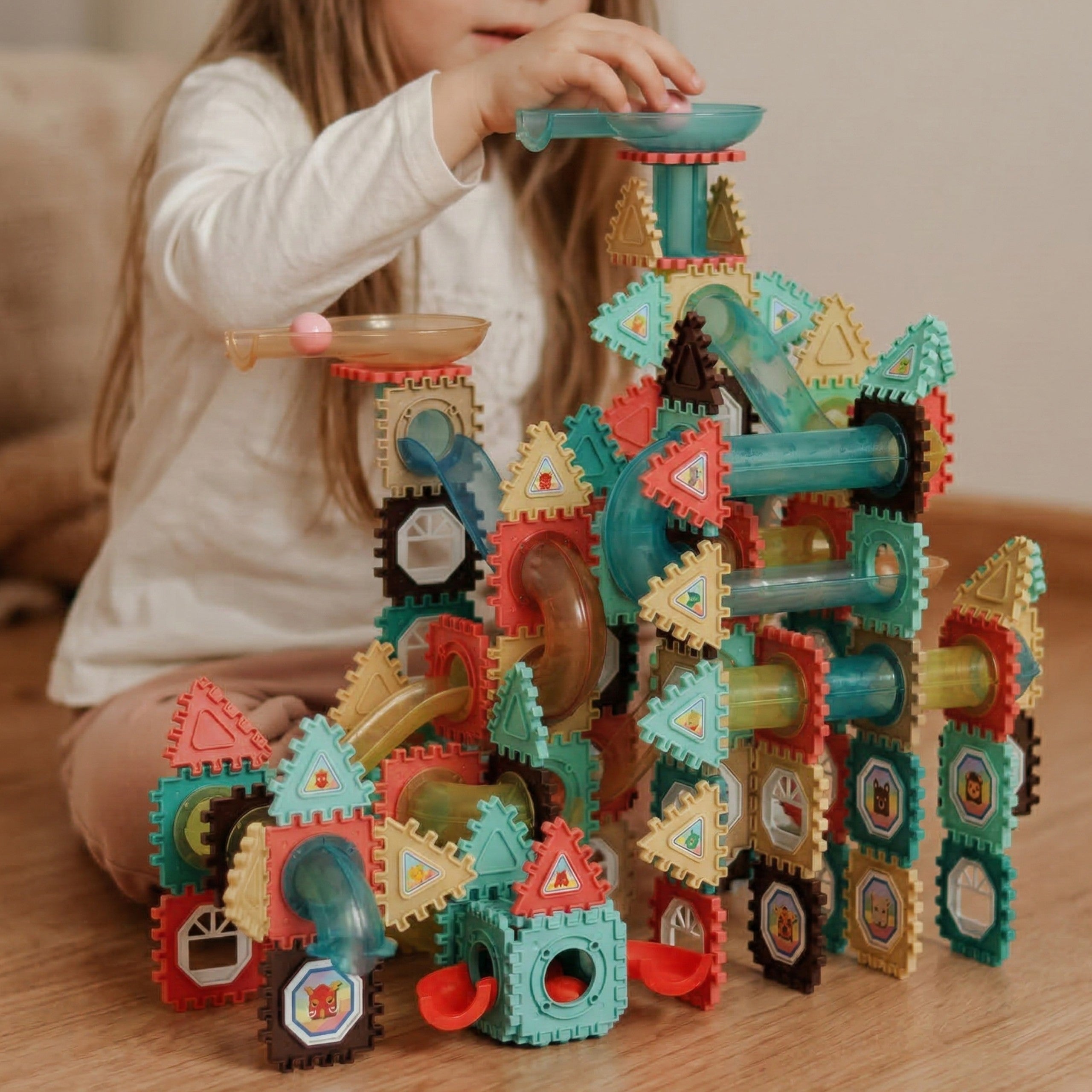 Woopie Blocuri de construcție 3d Set Educativ șină cu bile 228buc.