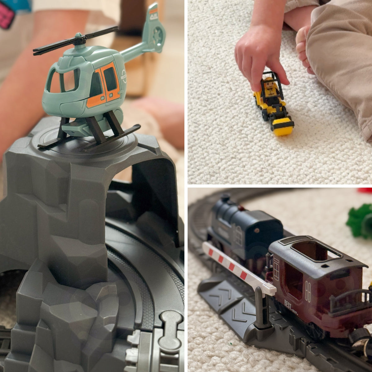 Woopie Locomotiva elettrica retrò con binari del treno elettrico + 2 vagoni – Set da 76 pezzi